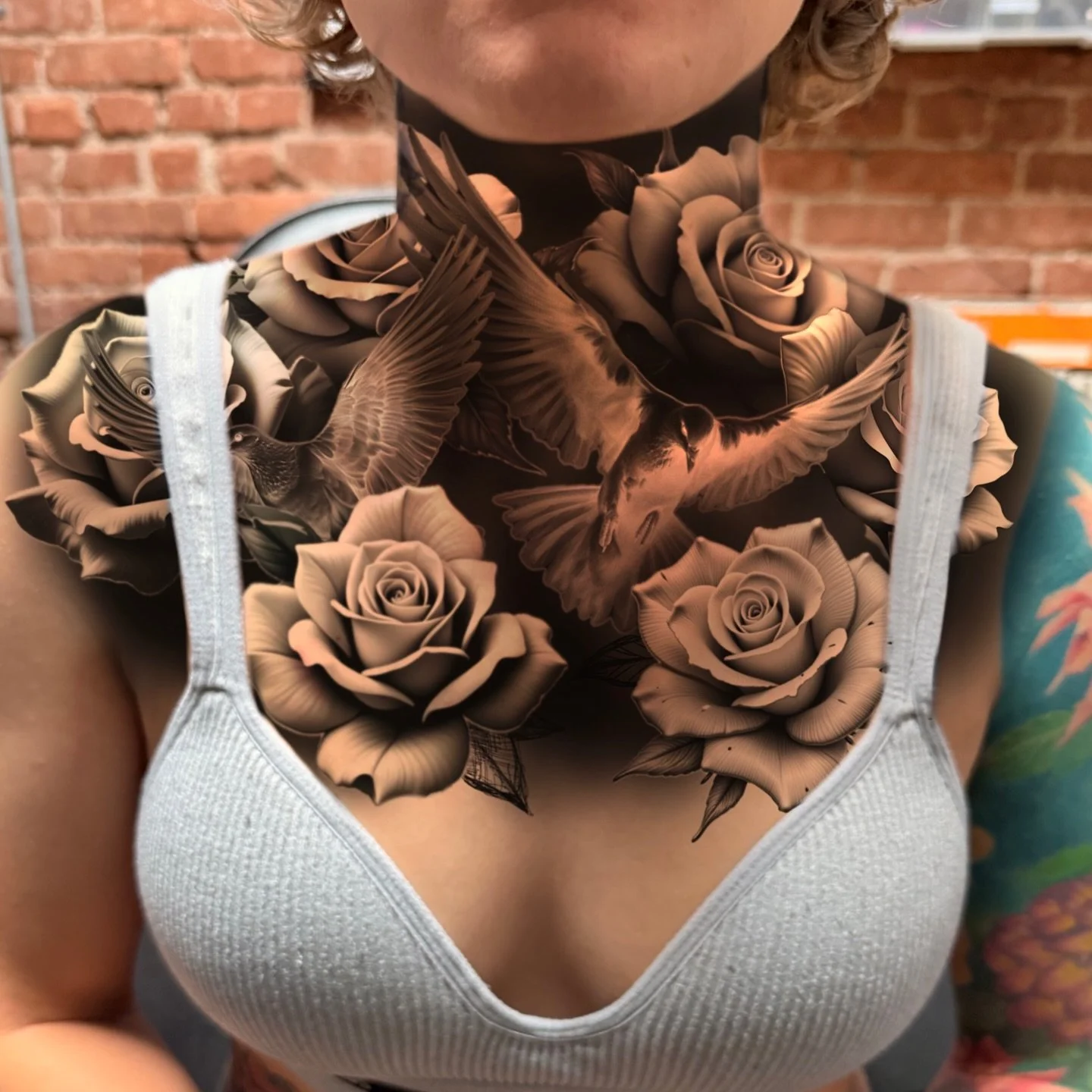 Got a good start on Lauren&rsquo;s chest piece last night! That spot is tough, but we made some good progress!
This is the design I put together, swipe to see what we got done!