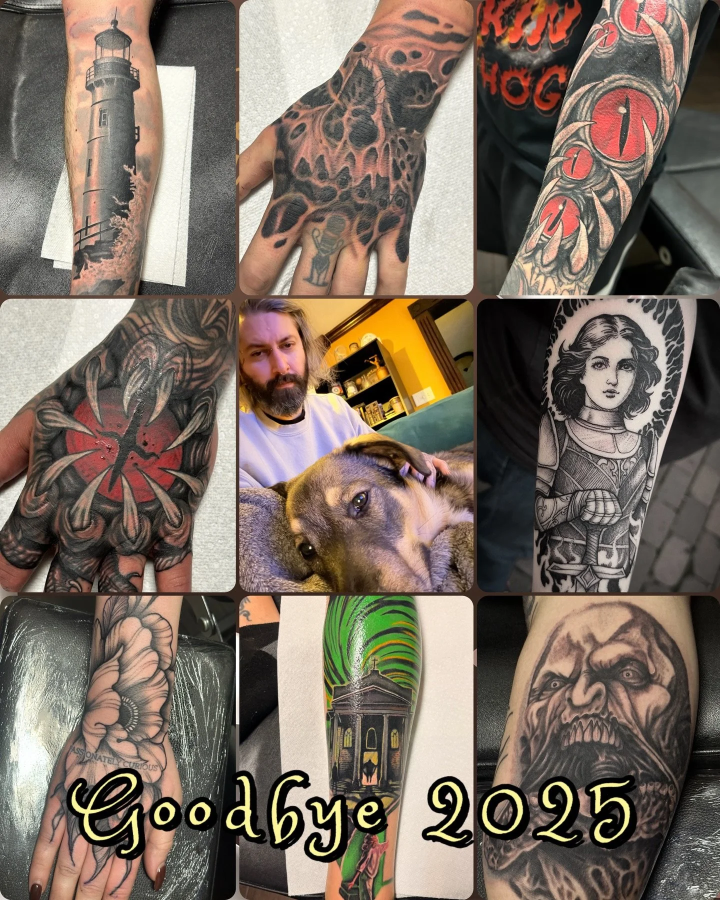 Happy New Year everyone! Shoutout to my amazing clients who got inked by me this year! It was a year filled with new connections, incredible tattoos, and tons of laughter! We had a surprise baby boom with 8 cute puppies and enjoyed quality time with 