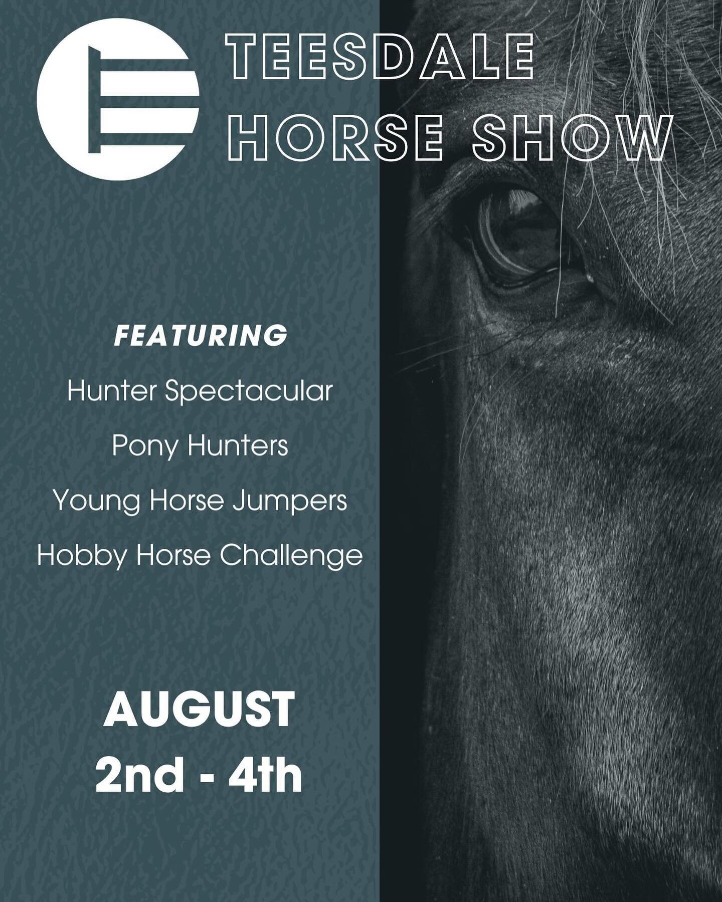 ❗️Save the date❗️Teesdale will be running our summer horse show August 2nd - 4th with the return of some fan favourite classes as well as some new ones 👀 
Check out our website for more information and sign up for our newsletter to stay up to date! 