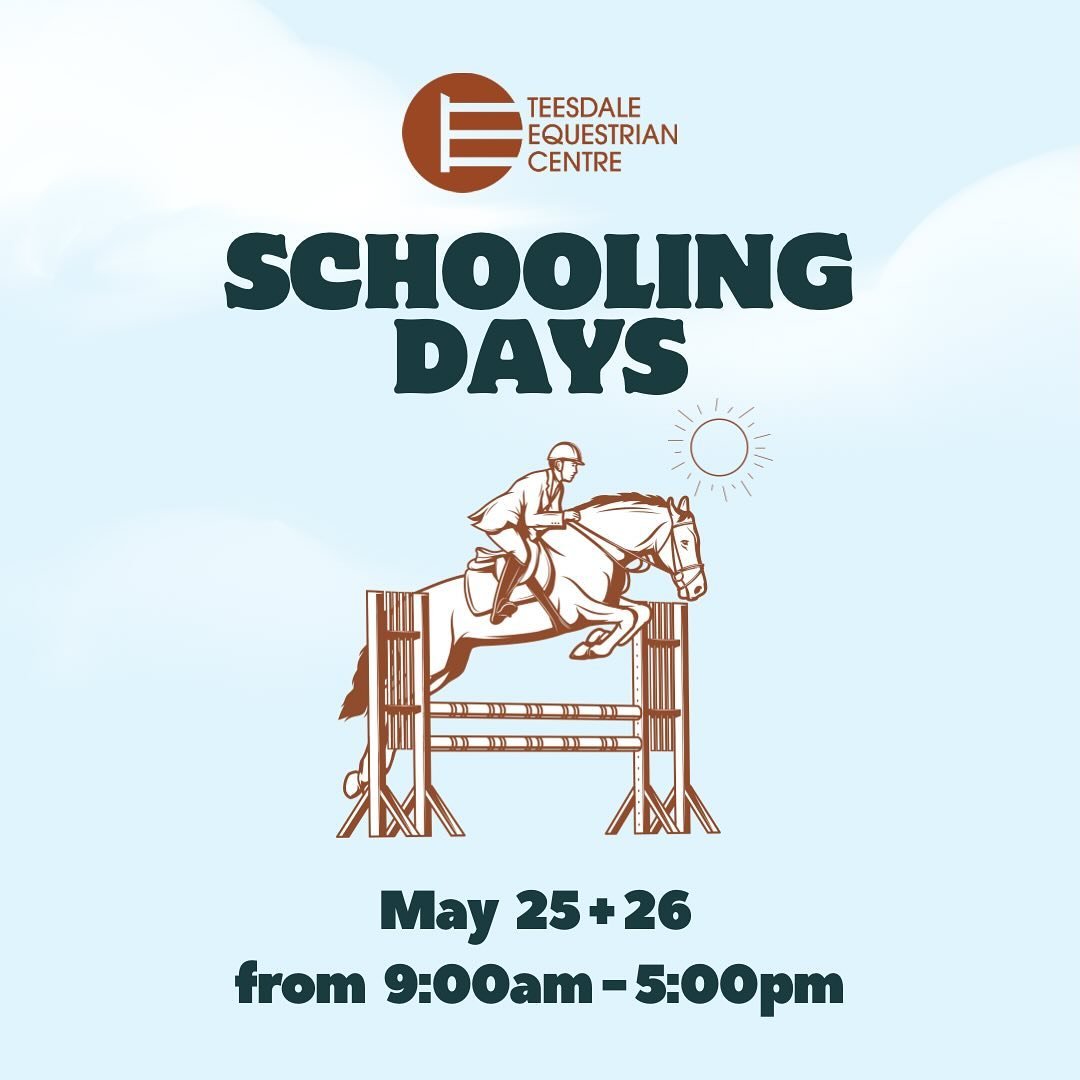Back by popular demand we will be hosting Schooling Days in our jumper and hunter rings May 25th and 26th. You can now register your time slot on our website under &ldquo;Upcoming Events&rdquo; or book via email at info@teesdale.ca
Looking forward to