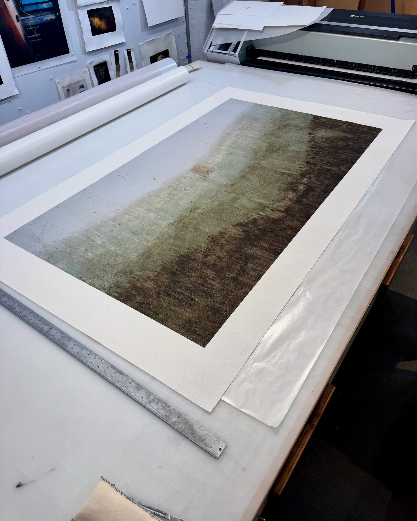 I know this goes against the norm but we make prints on linen too. Contrary to the name of our studio. We had a great day printing with a local artist. Reimagining some of her paintings printed onto linen. Her work really popped creating some amazing
