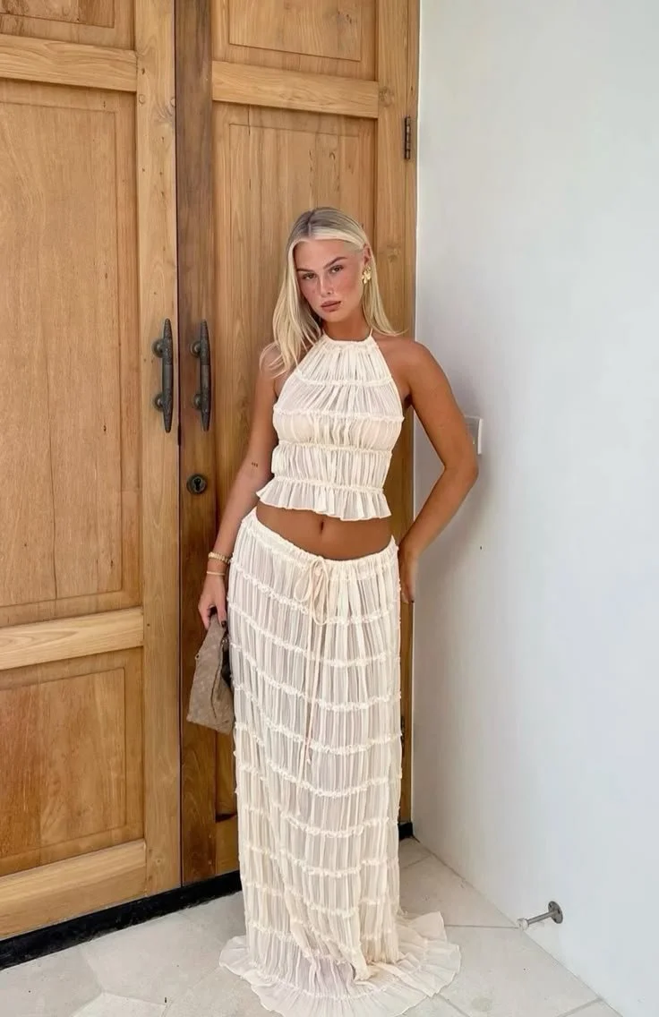 Sheer Two-Piece Set | Coastal Resort Look for Milos Greece
