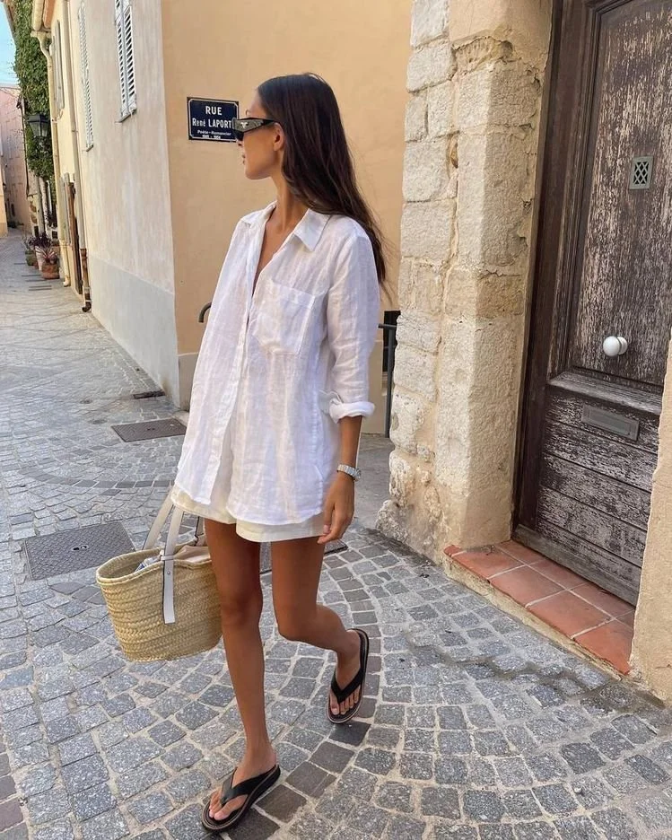 Breezy White Shirtdress for Coastal Strolls in Milos
