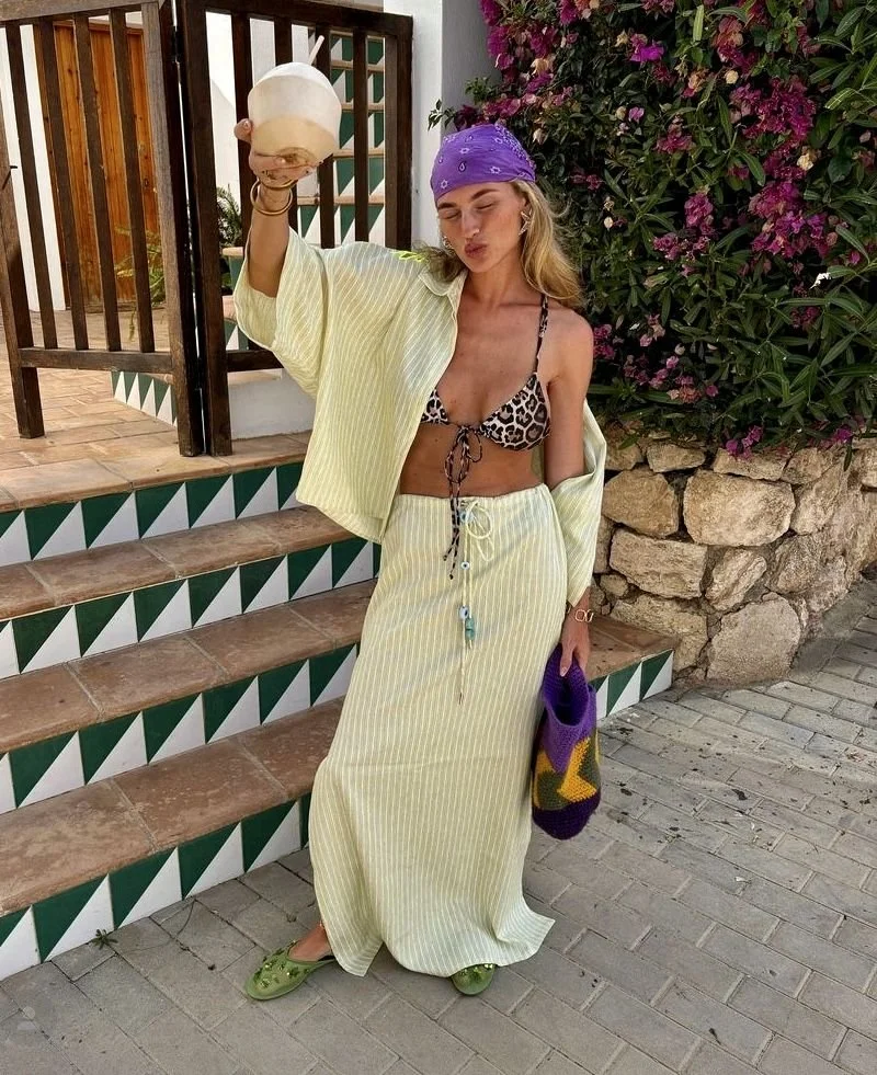 Breezy Lemon Stripes for Island Wandering in Milos