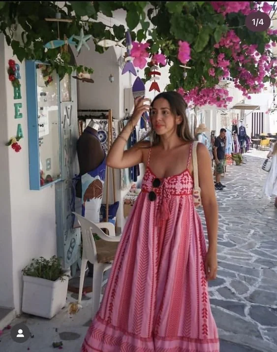 Bougainvillea-Blended Pink Dress for Paros Villages