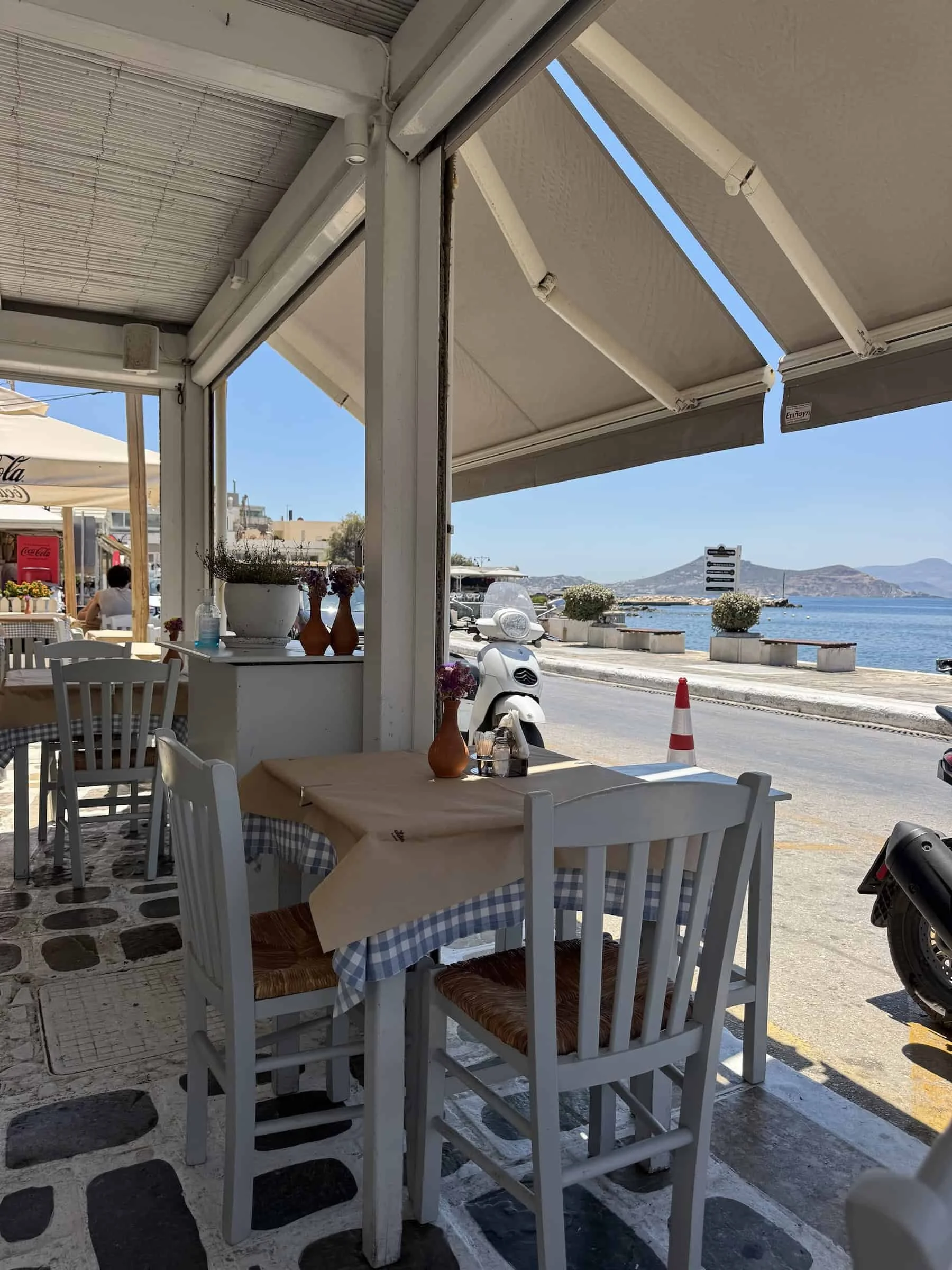 Waterfront Dining at Taverna on the Naxos Port Promenade