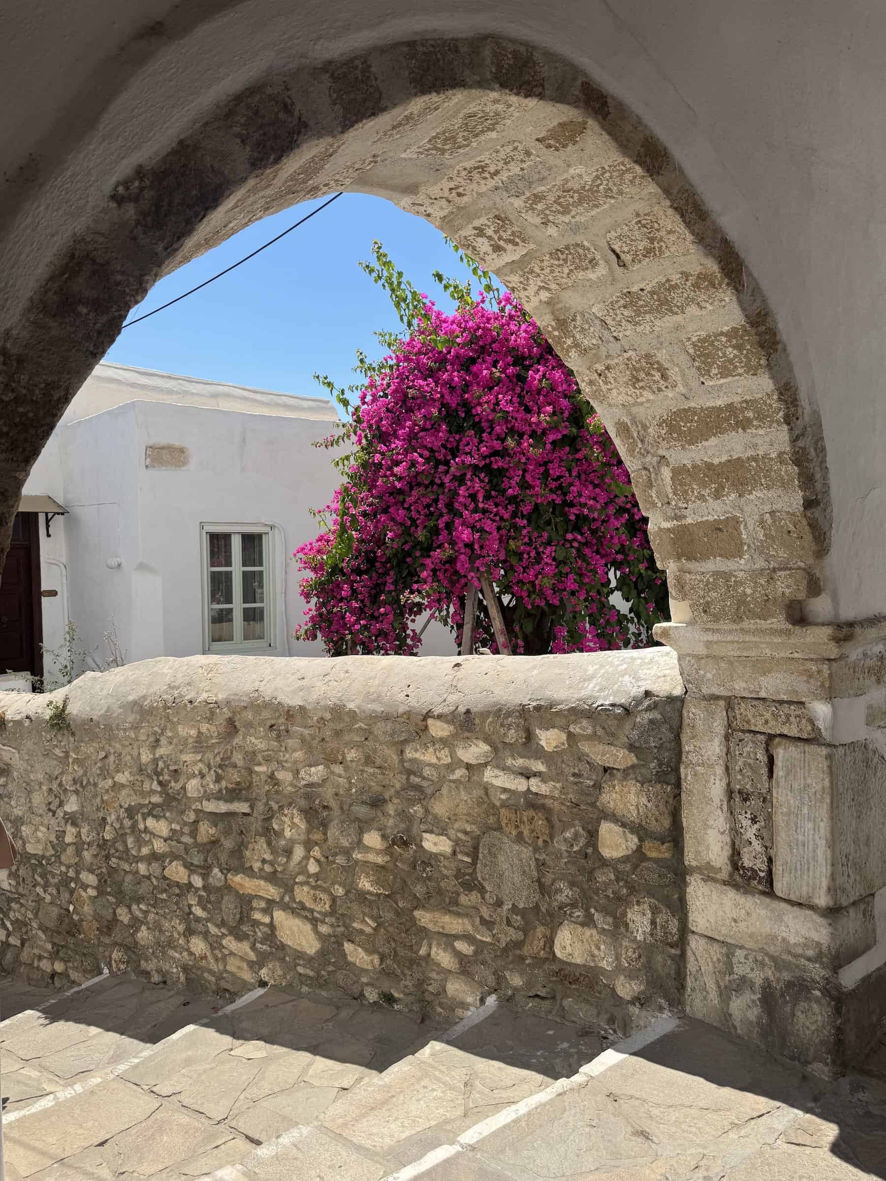 Bougainvillea Blooming Beneath a Kastro Archway