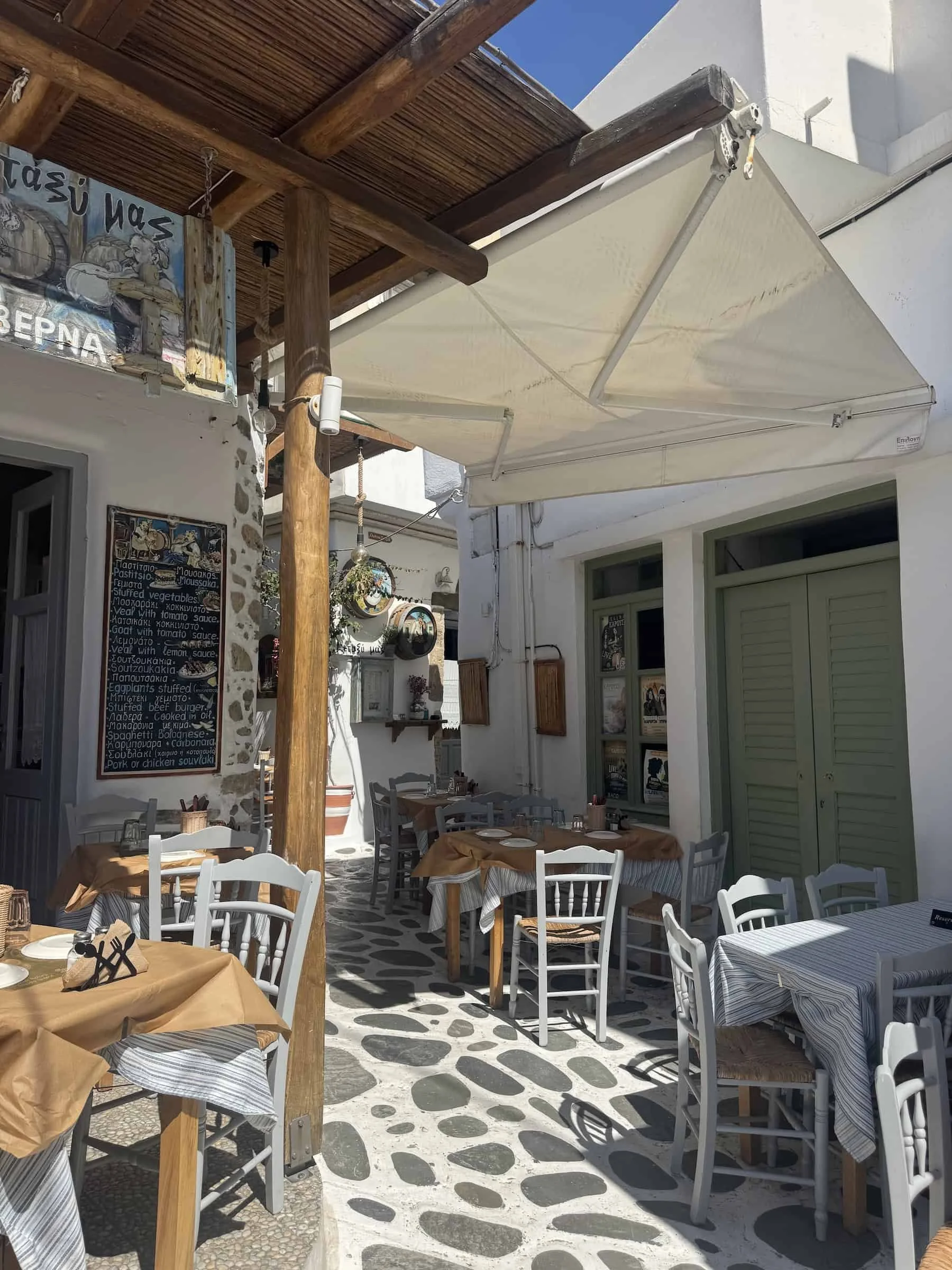 Charming Taverna Along a Cobbled Lane in the Naxos Kastro
