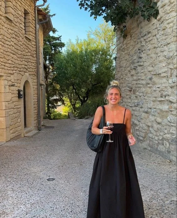 Simple Black Maxi for Naxos Nights