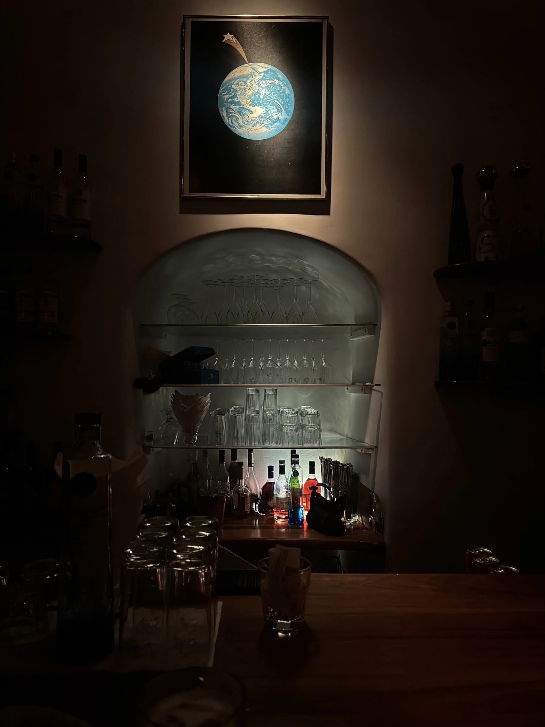 Astra Mykonos Cocktail Bar Interior at Night