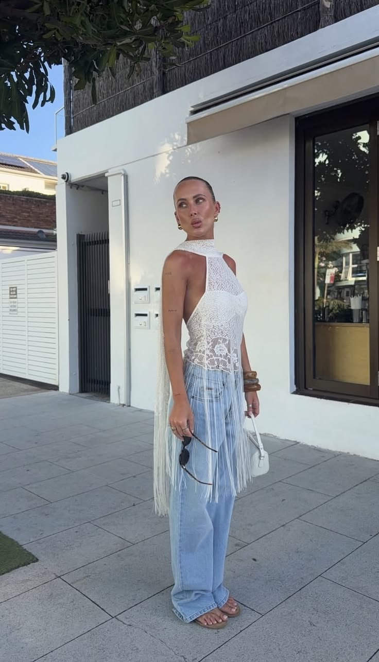 Fringe Crochet Top Mykonos Street Style