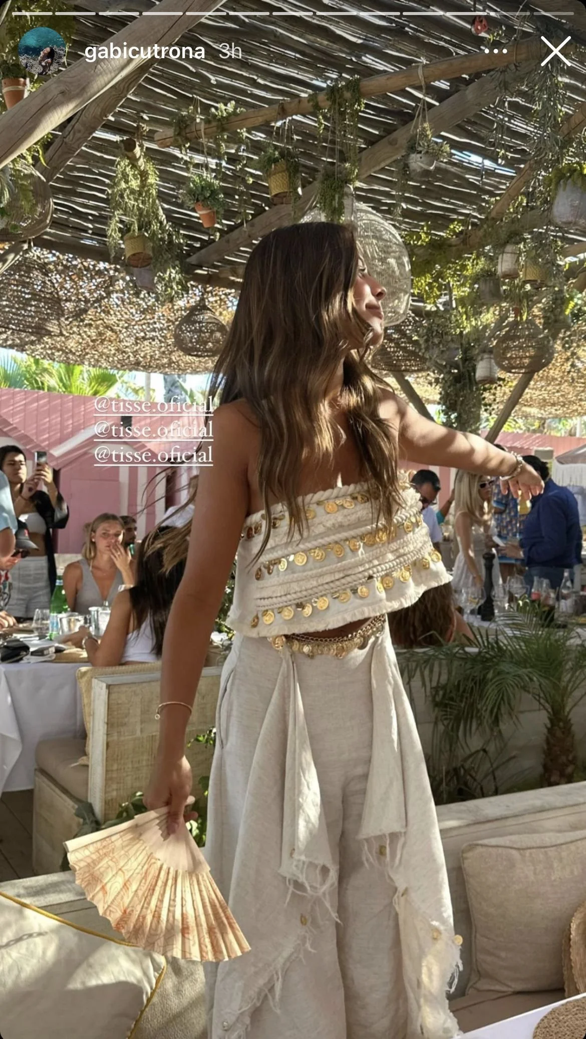 Coin Embellished Set Mykonos Beach Club Outfit