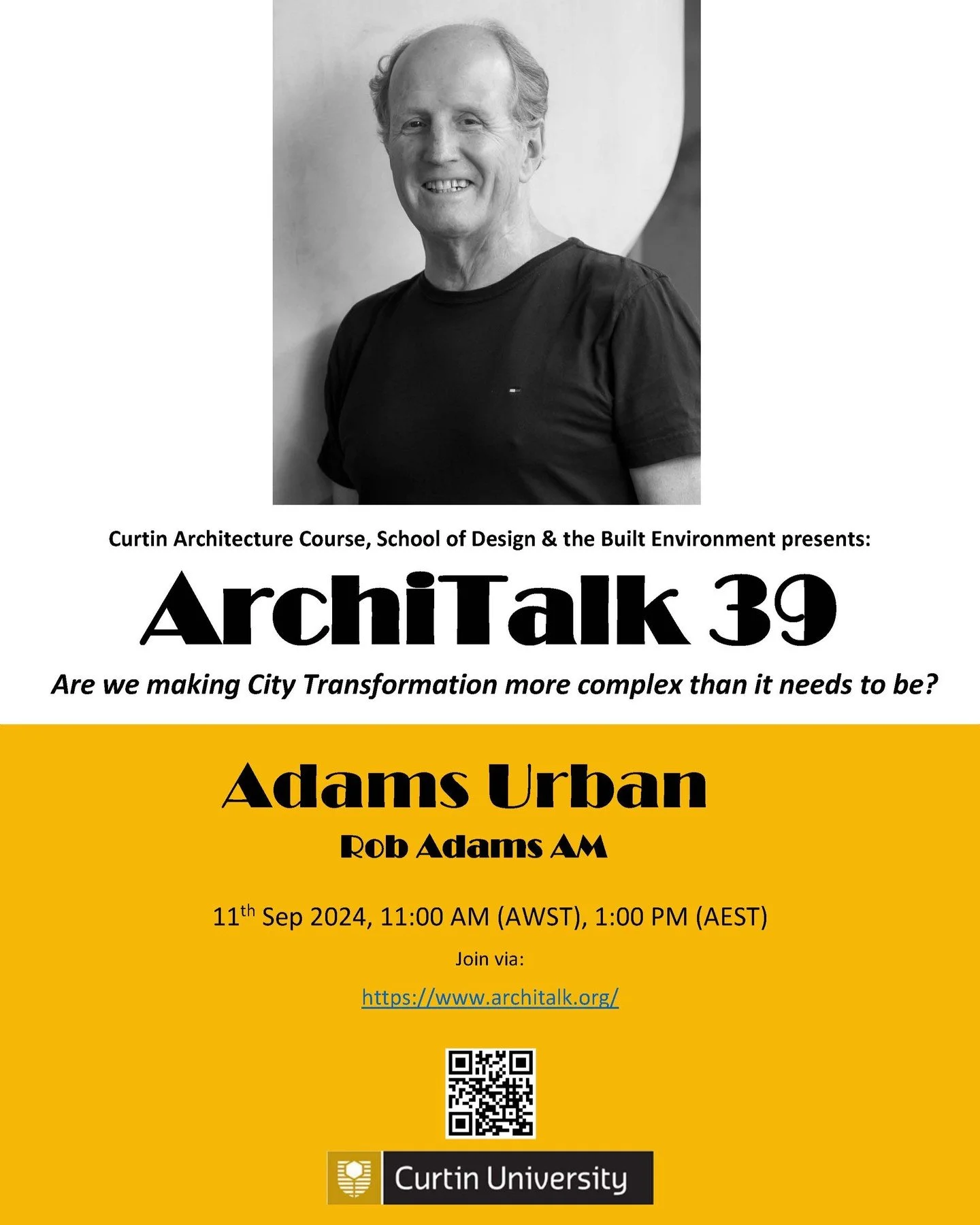 Join us tomorrow for this online ArchiTalk for Curtin University's School of Design and the Built Environment. Live via the link: https://www.architalk.org