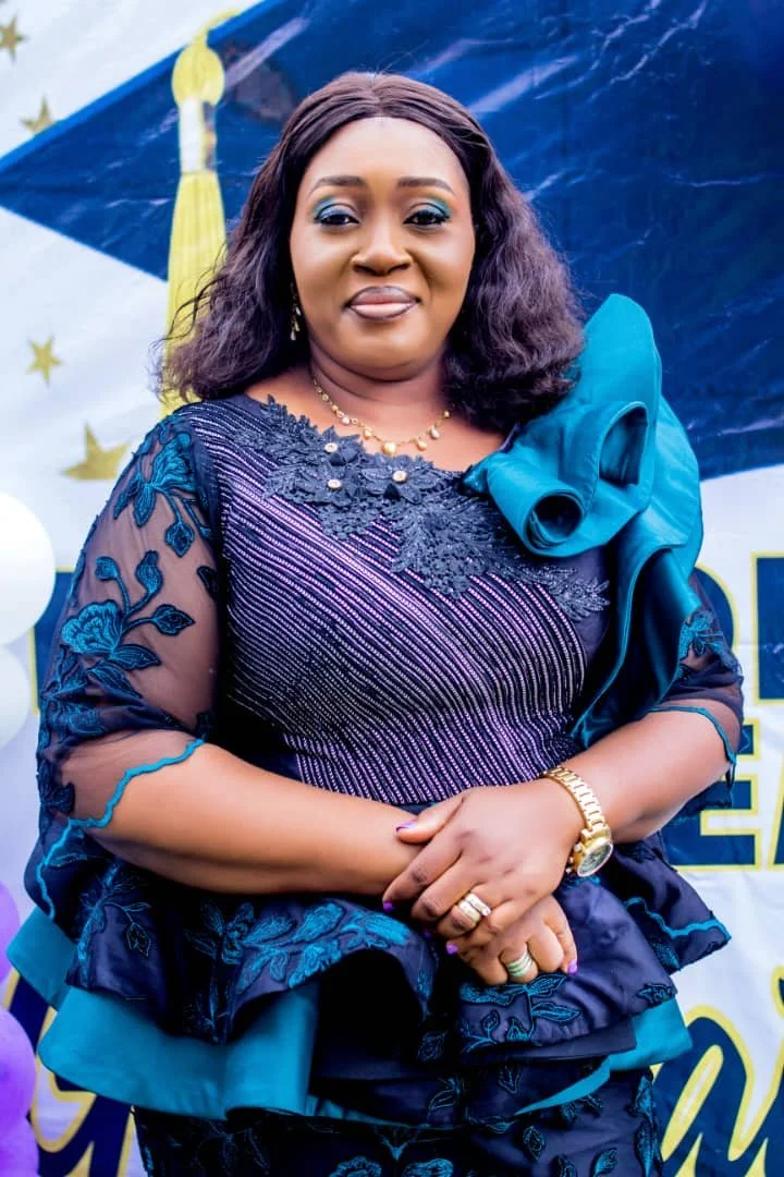 Portrait of Dr. Mrs. Nkoyo Felicia Agbugui at a Fels Ideal Academy primary school graduation ceremony.