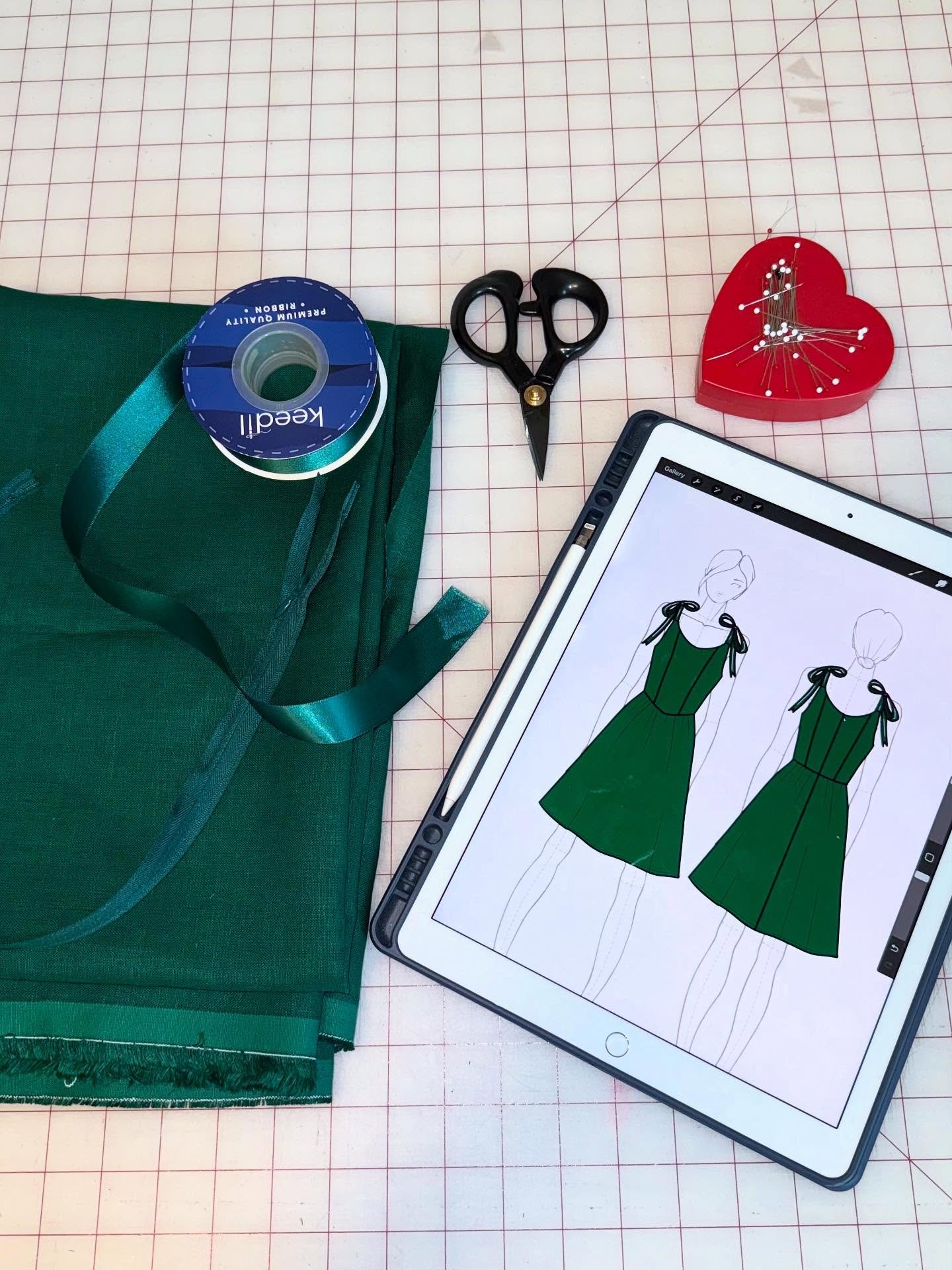 It all starts with a sketch 🎨 I loved making this twirl worthy linen dress with satin ribbon straps for Alex 🥰
Send me a message to start your own custom design 💌
#slowfashion #slowfashionmovement #slowfashiondesigner #customfashion #customfash