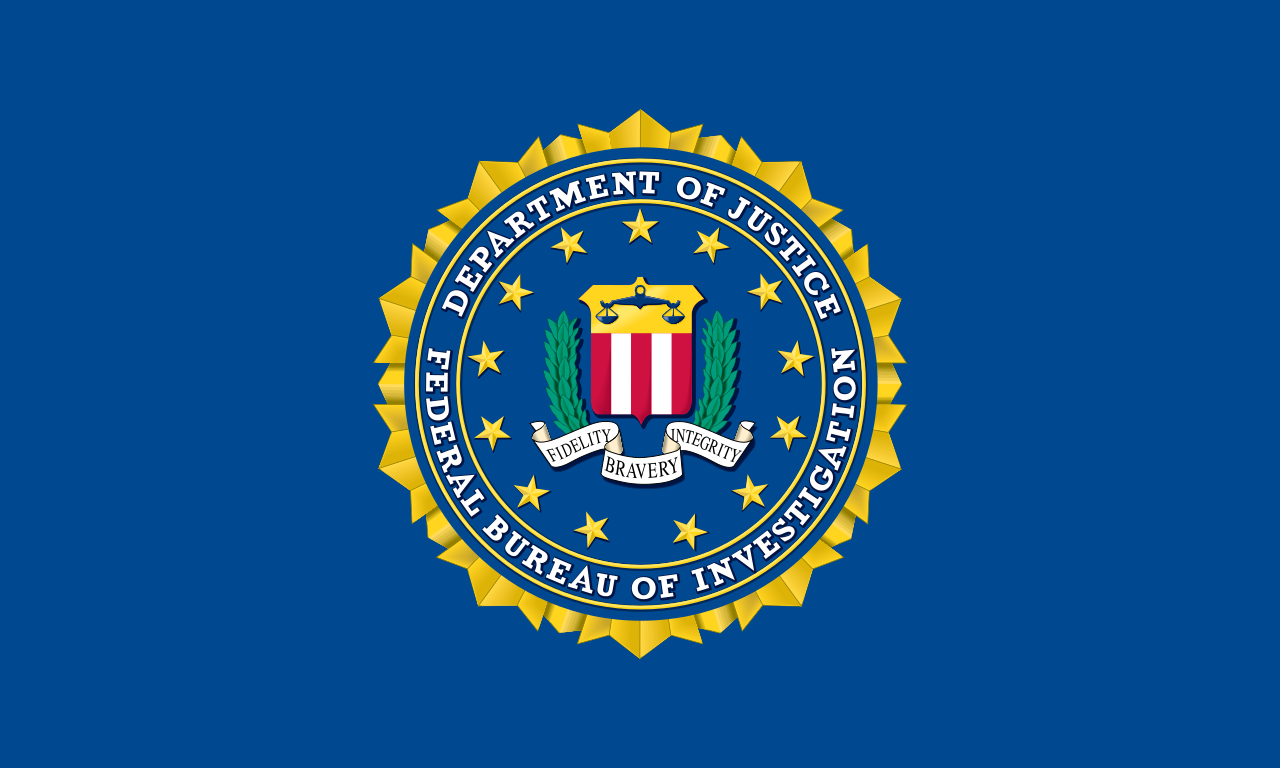 US Federal Bureau of Investigation (FBI) flag. The standard FBI seal on a blue background.