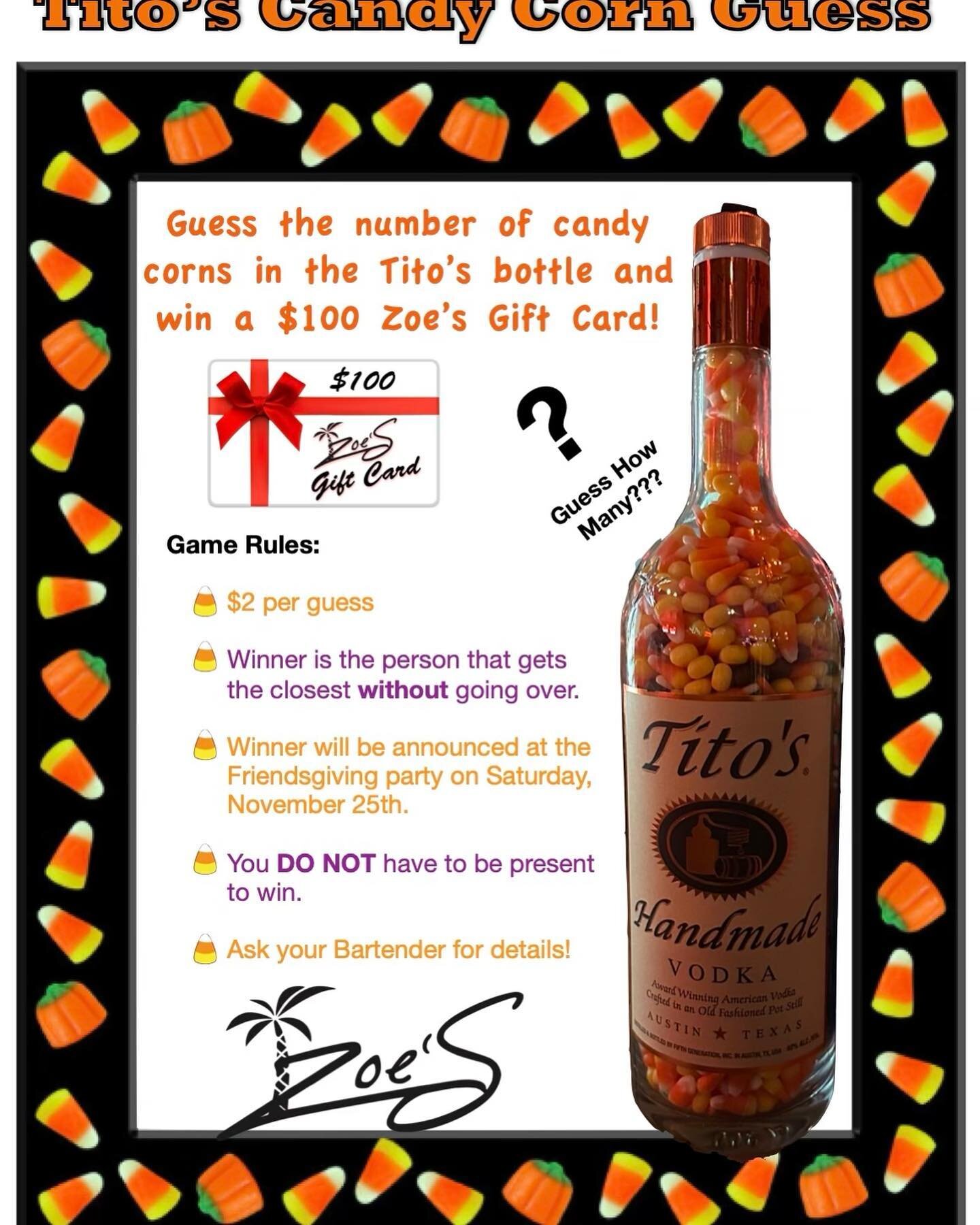 Come in and take a guess. See you at Zoe&rsquo;s! @titosvodka
