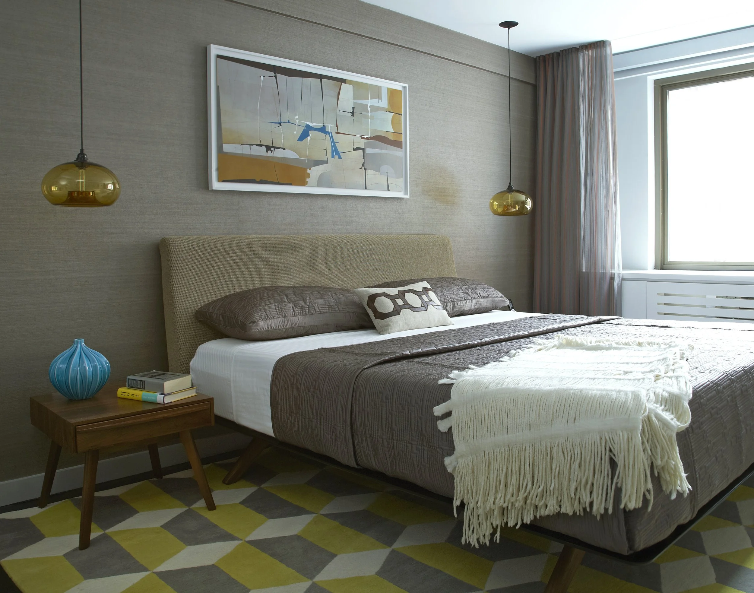 mid century master bedroom interior design nyc