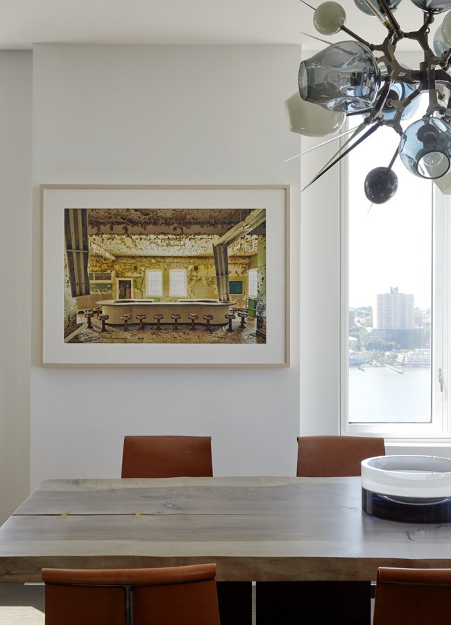 modern dining room with lindsey adelman chandelier