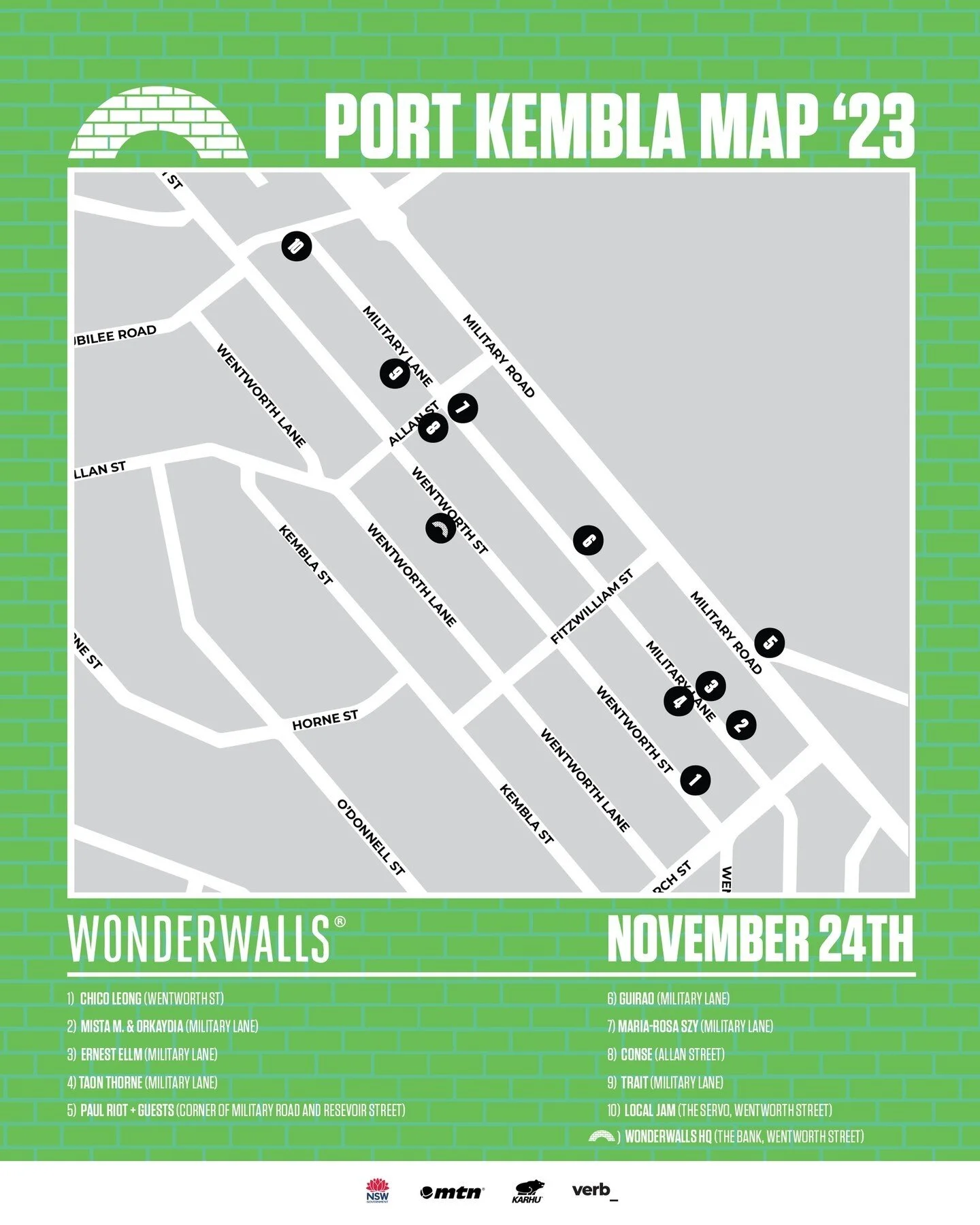 Our artists are starting to prep their walls before they kick off painting! Check out the wall locations here &mdash;⁠
⁠
1 &mdash; @chico.wun (Wentworth St)⁠
2 &mdash; @mistarr.m &amp; @orkaydia (Military Lne)⁠
3 &mdash; @ernestillm (Military Lne)⁠
4