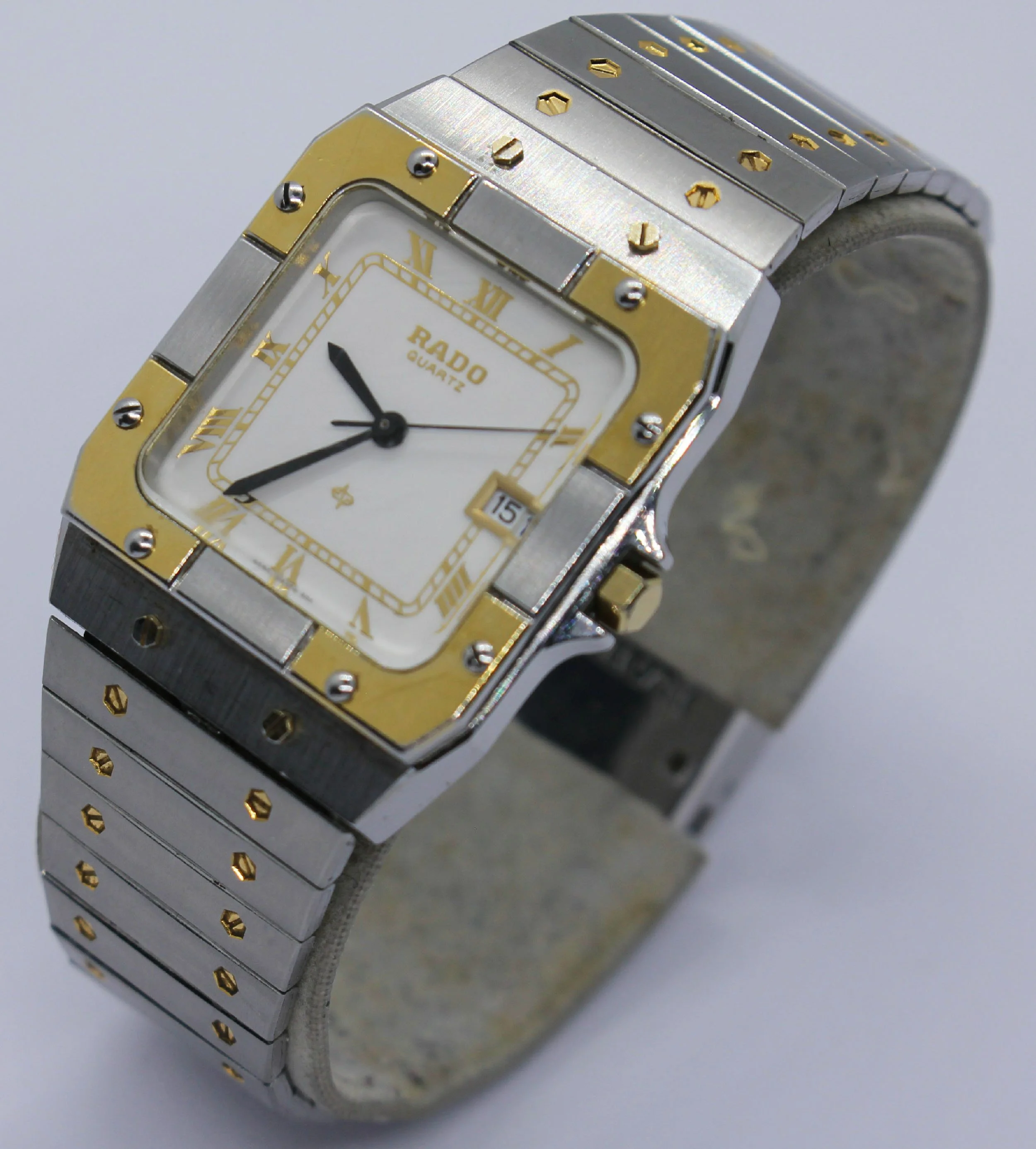 stainless steel de santos cartier Vintage Rado 27mm Goldplated White Dial 129.9001.4 Watch men women unisex