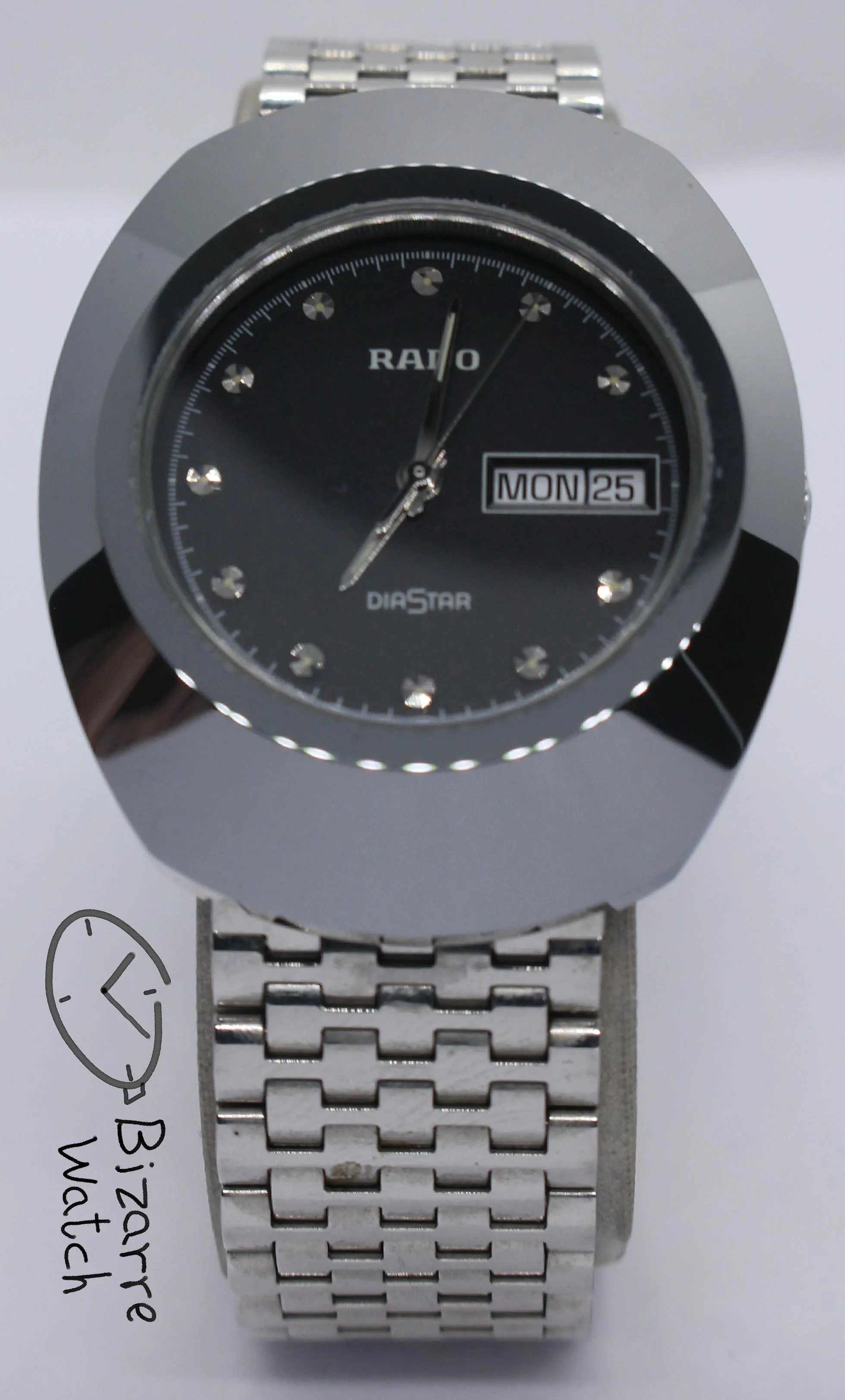 vintage used preowned RADO The Original Diastar Scratchproof 114.0391.3 Day Date 36mm Black Watch women men unisex