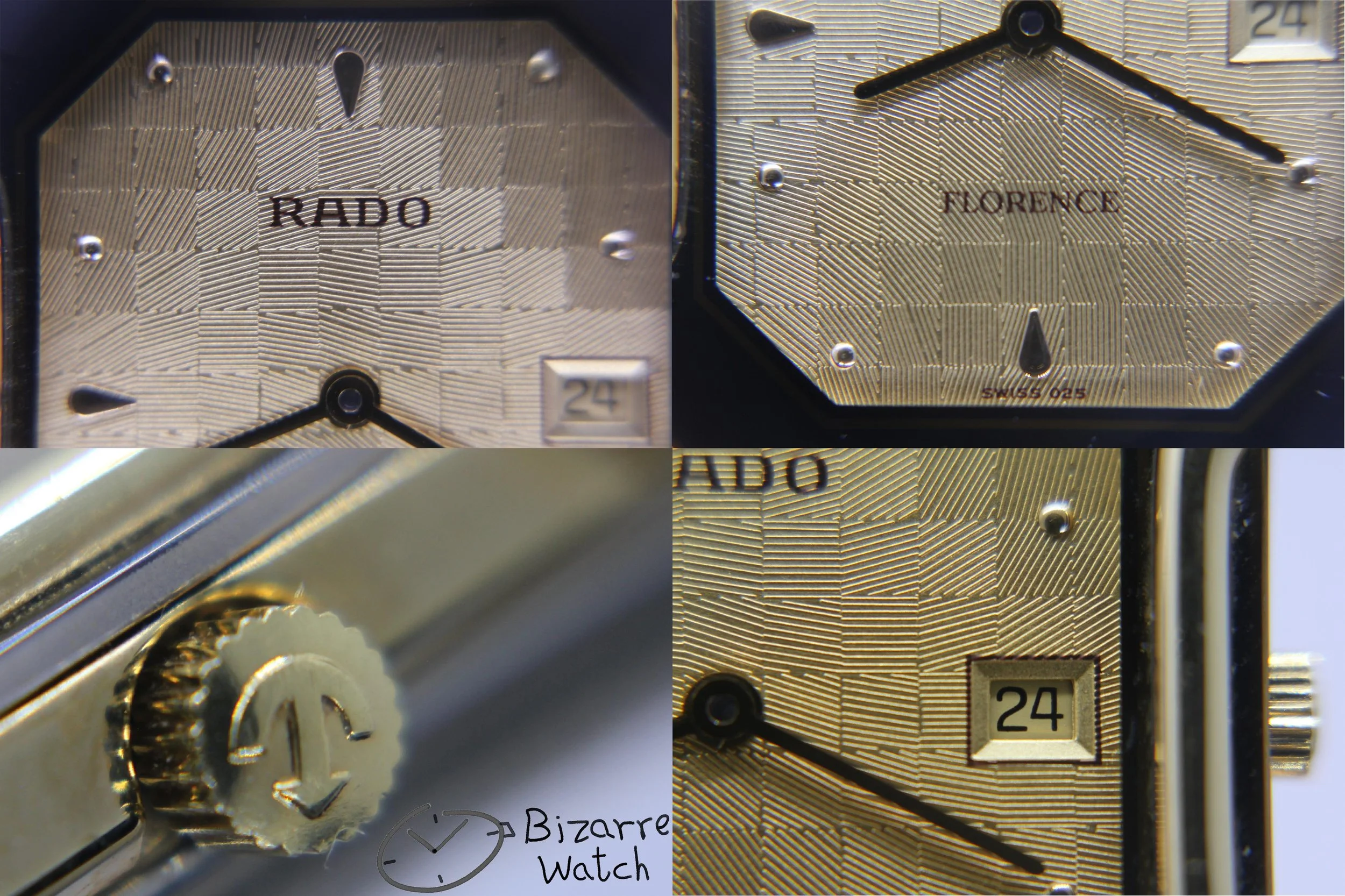 crown dial 025 hands logo date geometric Rare Vintage Rado Florence 160.3409.2 Two Tone 28mm Watch unisex men women ladies