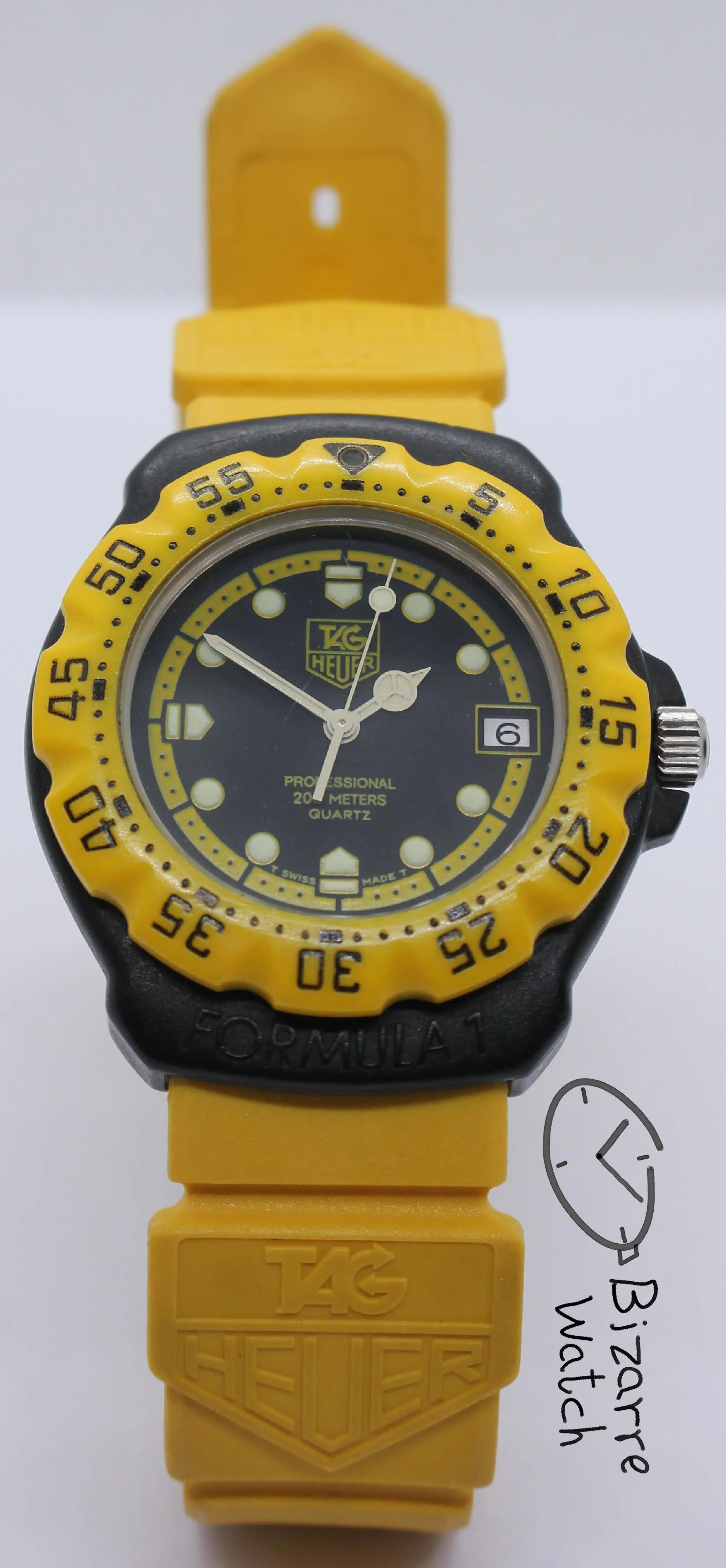 Vintage TAG HEUER Formula 1 200M Yellow Black 380.513 380.513/1 Yellow Watch men unisex women ladies gents bizarre