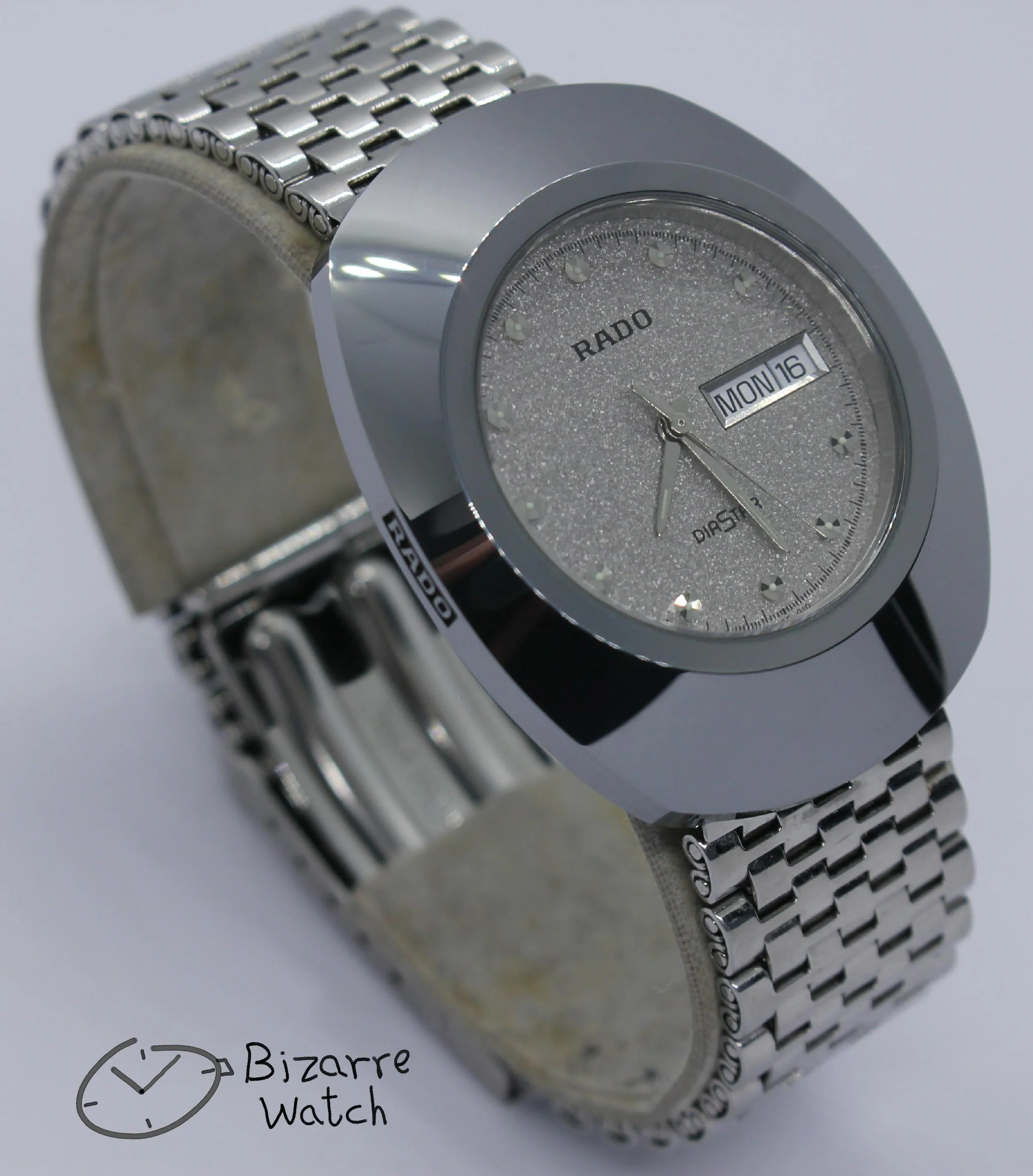 new used vintage Rado The Original 114.0391.3 Silver Tungsten women men watch unisex bizarre day date