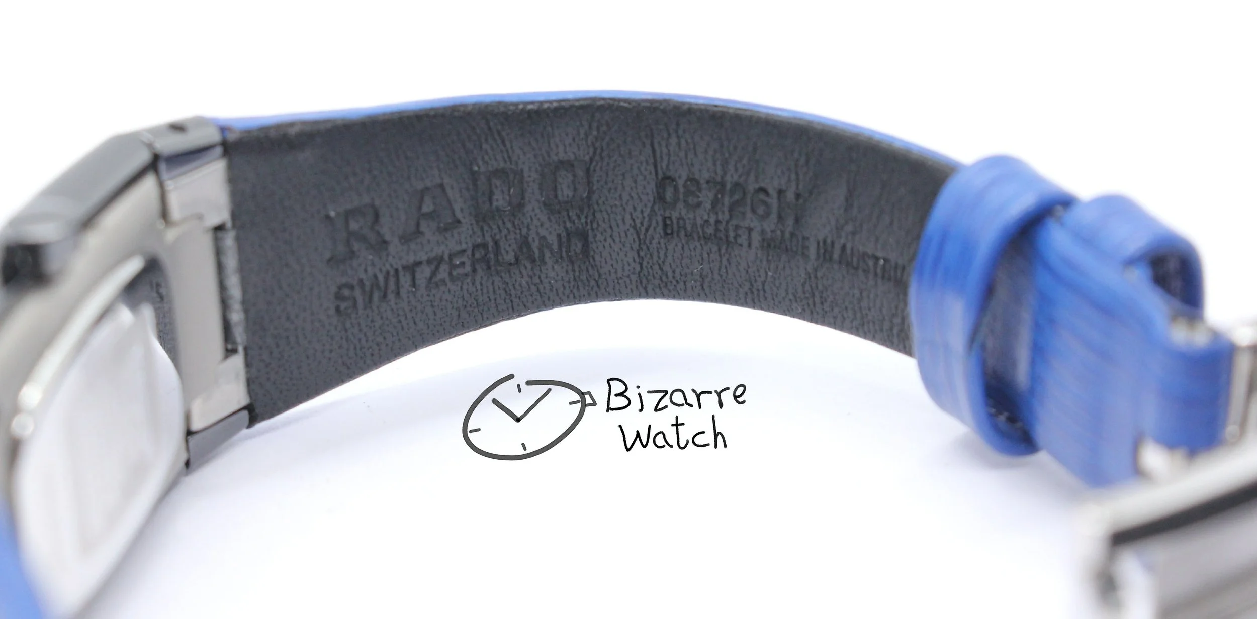 switzerland austria leather 08726H 08726 clasp bracelet vintage nos New Old Stock Scratchproof Rado Ceramica Diastar 963.0350.3 Black Ceramic Blue Strap Watch bizarre women ladies