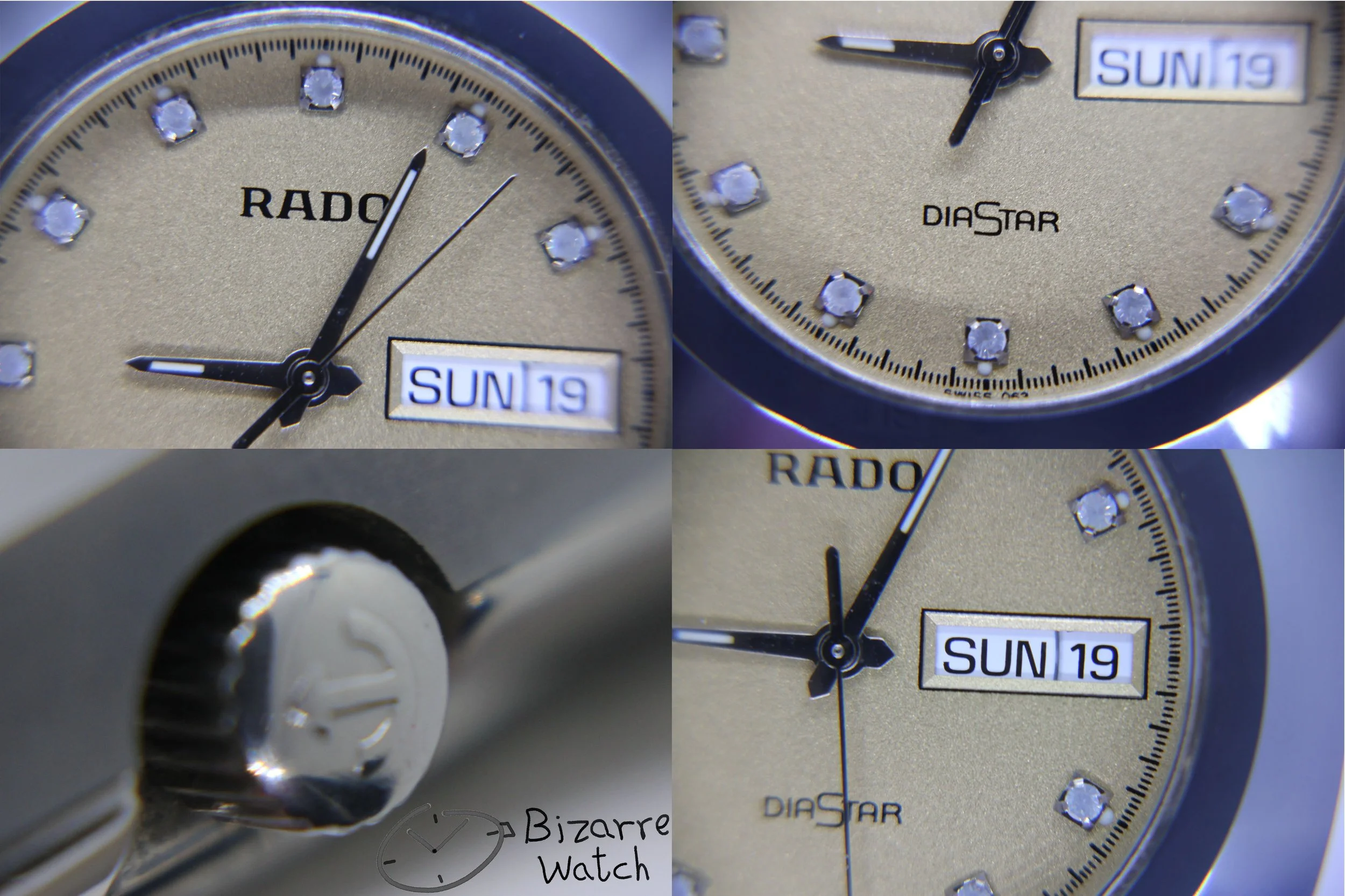 crown hands logo dial 063 RADO diamond diamonds The Original Diastar Scratchproof 114.0391.3 Day Date 36mm Goldplated Watch men women unisex bizarre yellow
