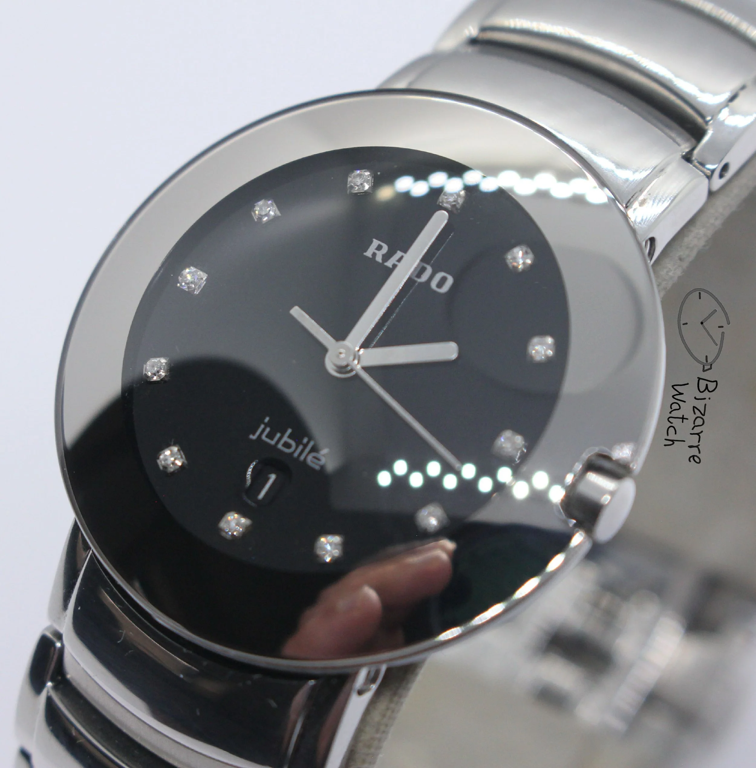 jubile jubilee Jubilé vintage diamonds 129.0531.3 RADO Coupole 129.0531.3 Domed Sapphire Black 33mm Stainless Steel Watch bizarre men women unisex