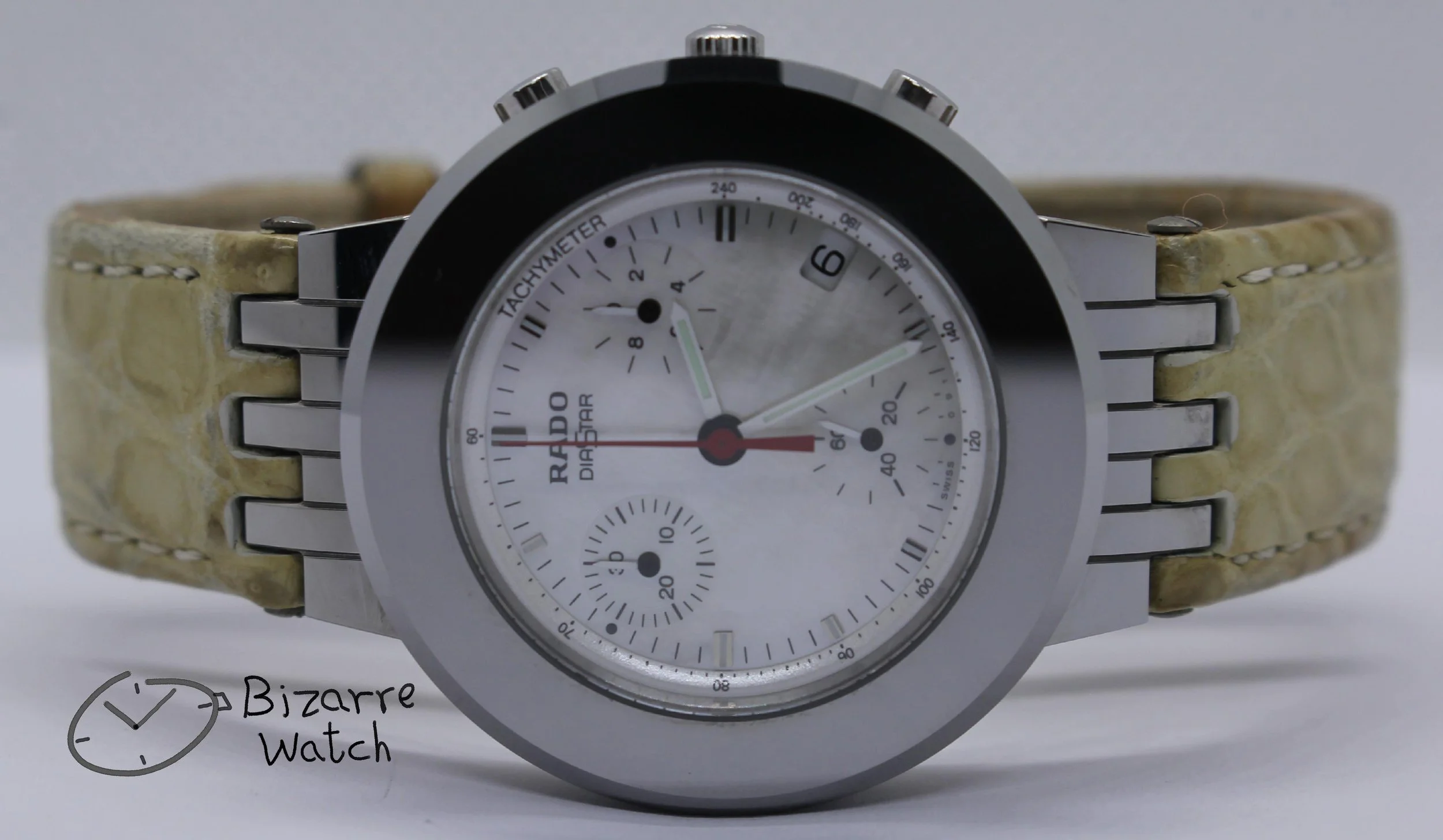 صدف عدادات كرونوجراف ستوب جلد طبيعي تمساح 538.0470.3 ضد الخدش ساعة ساعه رادو يد رجالي حريمي رجالى حريمى دياماستر دياستار عتيقة قديمة  مستعملة مستعمل