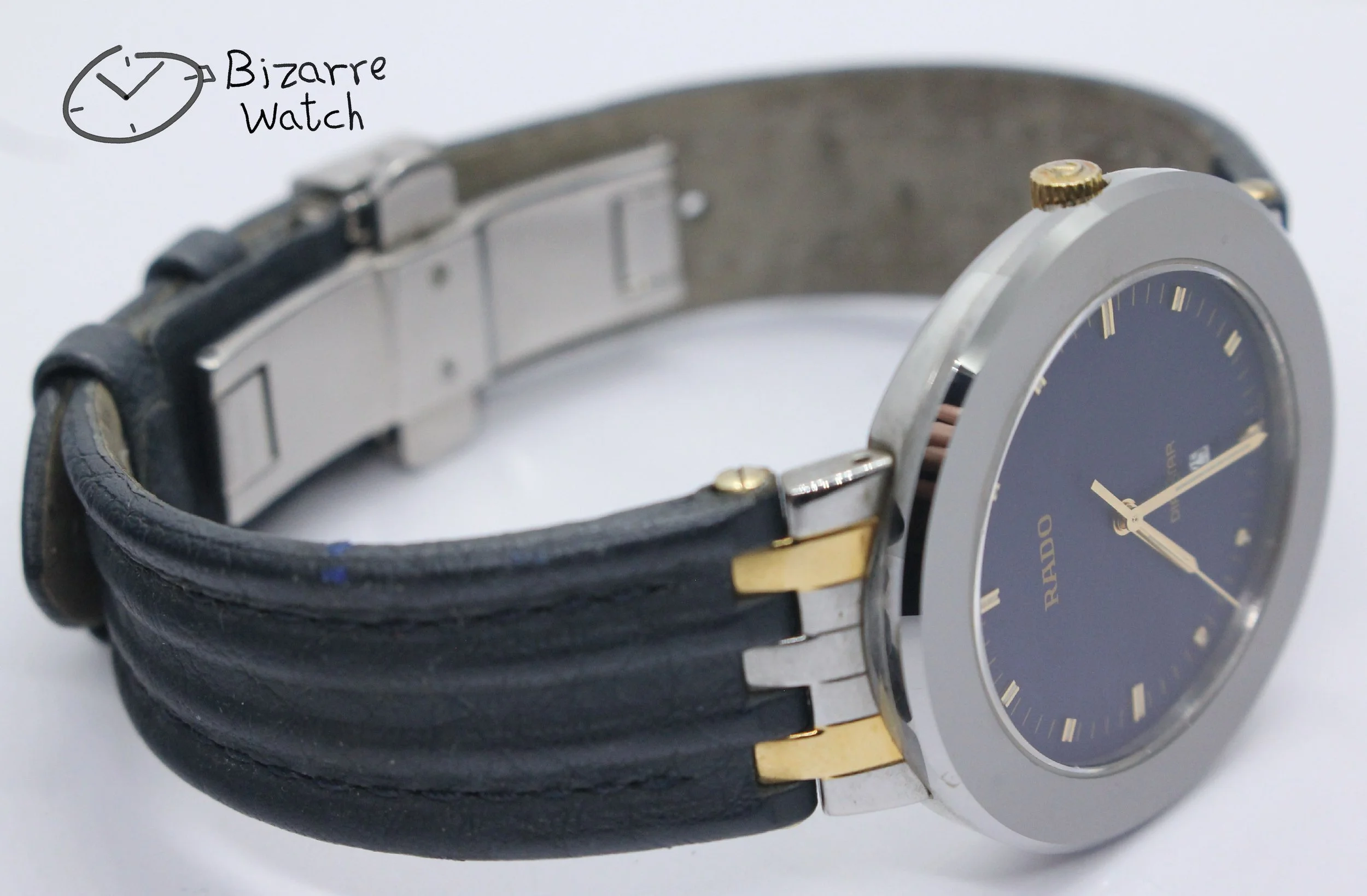 vintage used preowned pre-owned Scratchproof Navy Blue Rado Diastar 35mm Tungsten Carbide Bezel 152.0341.3 Watch bizarrewatch bizarre