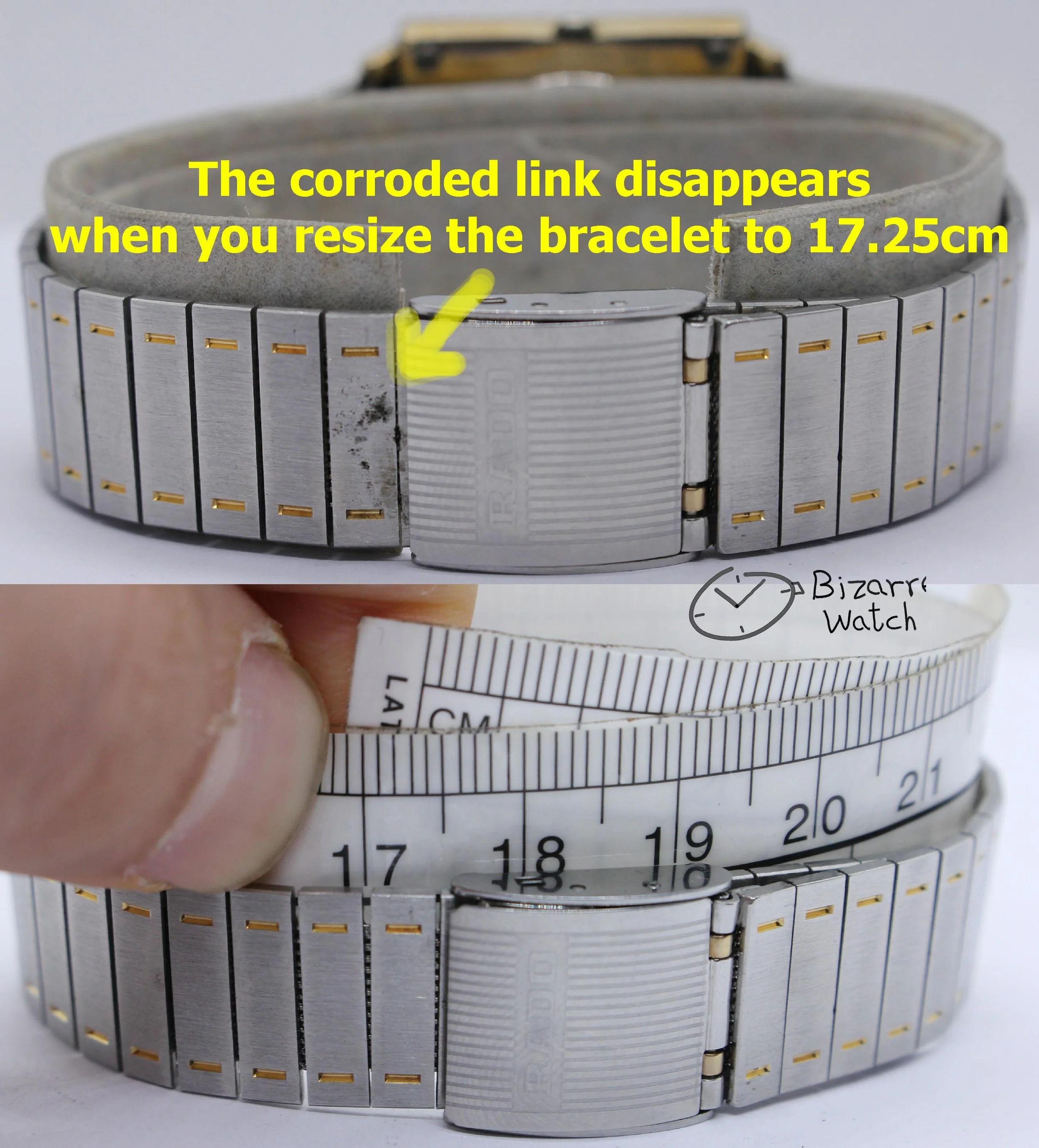 bracelet links stainless steel 9028 diamond Rado Florence 121.2019.2 bracelet goldplated sapphire bizarrewatch bizarre watch women men unisex used preowned