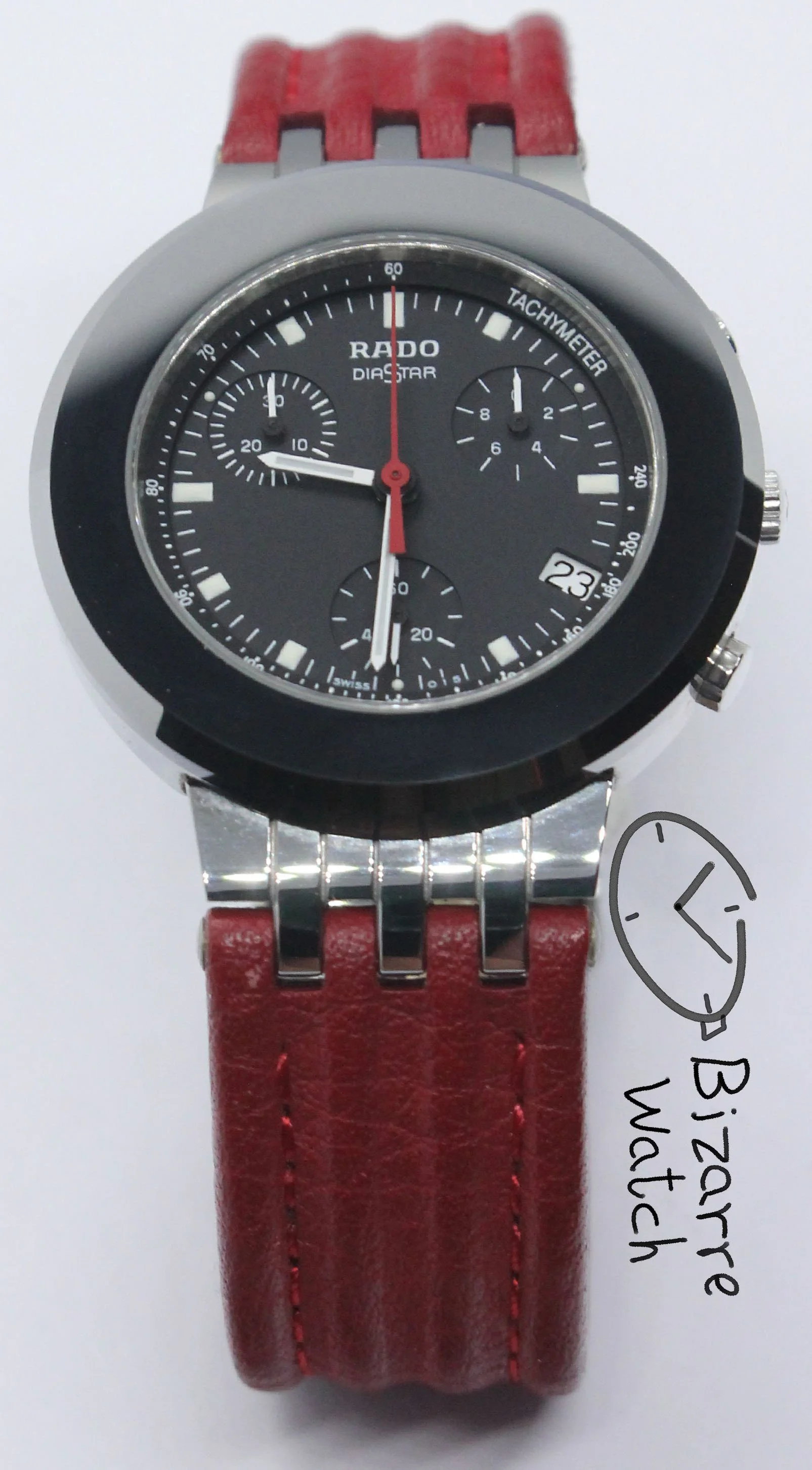 Rado Mini Diamaster Diastar 34mm Chronograph Tungsten Carbide Red 538.0470.3 women unisex men bizarrewatch