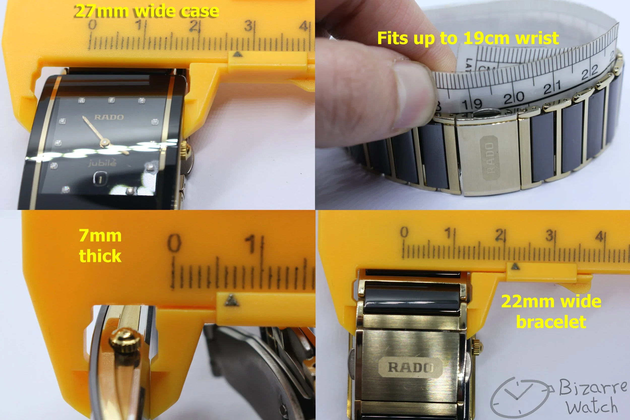 wrist size dimensions scratchproof Jubilé Diamond Rado Jubile Gold Black Ceramic Diastar Integral 160.0282.3 Watch bizarre men women unisex