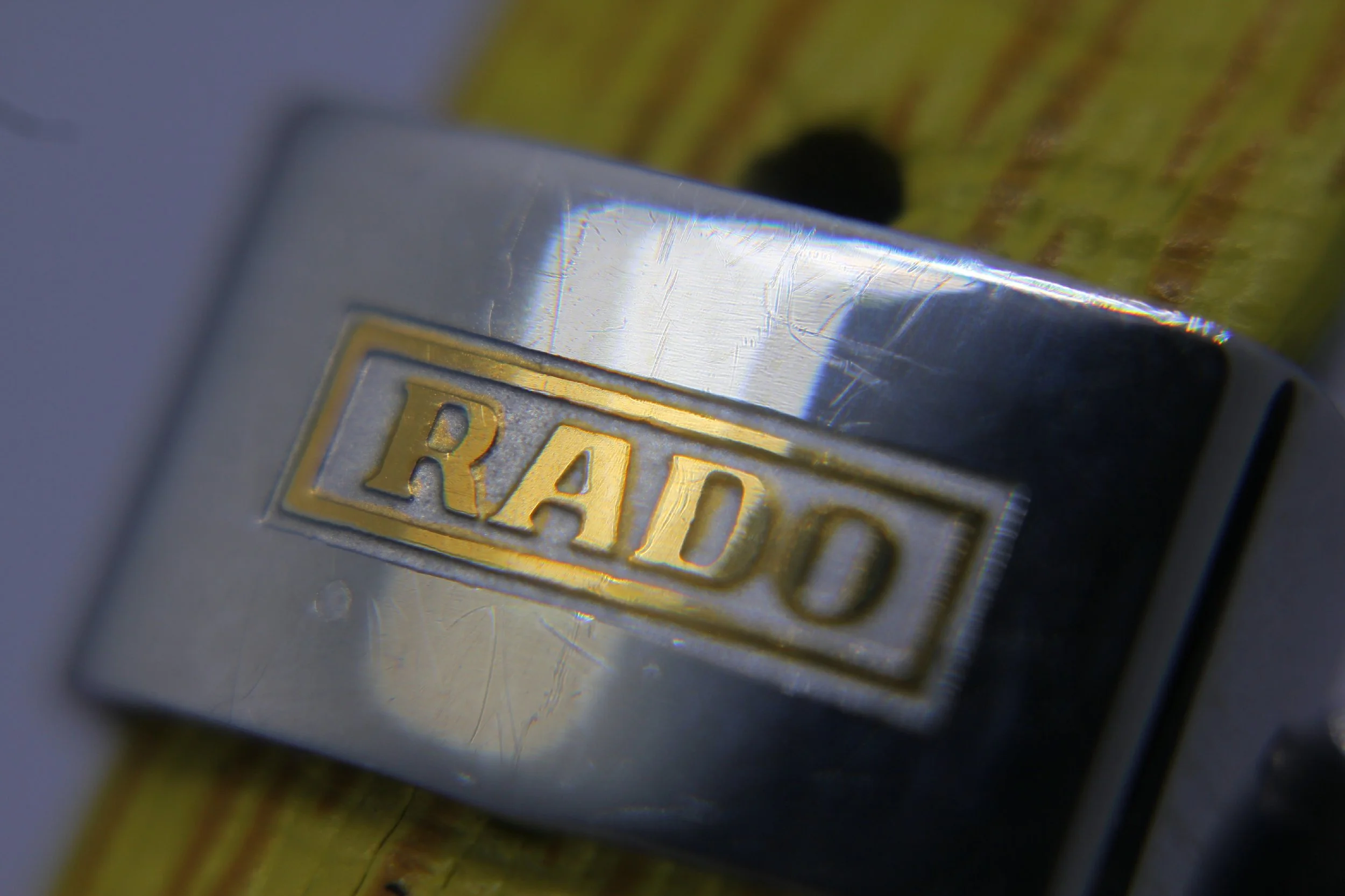 clasp stainless steel push button vintage Scratchproof Rado Ceramica Diastar 963.0350.3 Black Ceramic Yellow Strap Watch ladies women