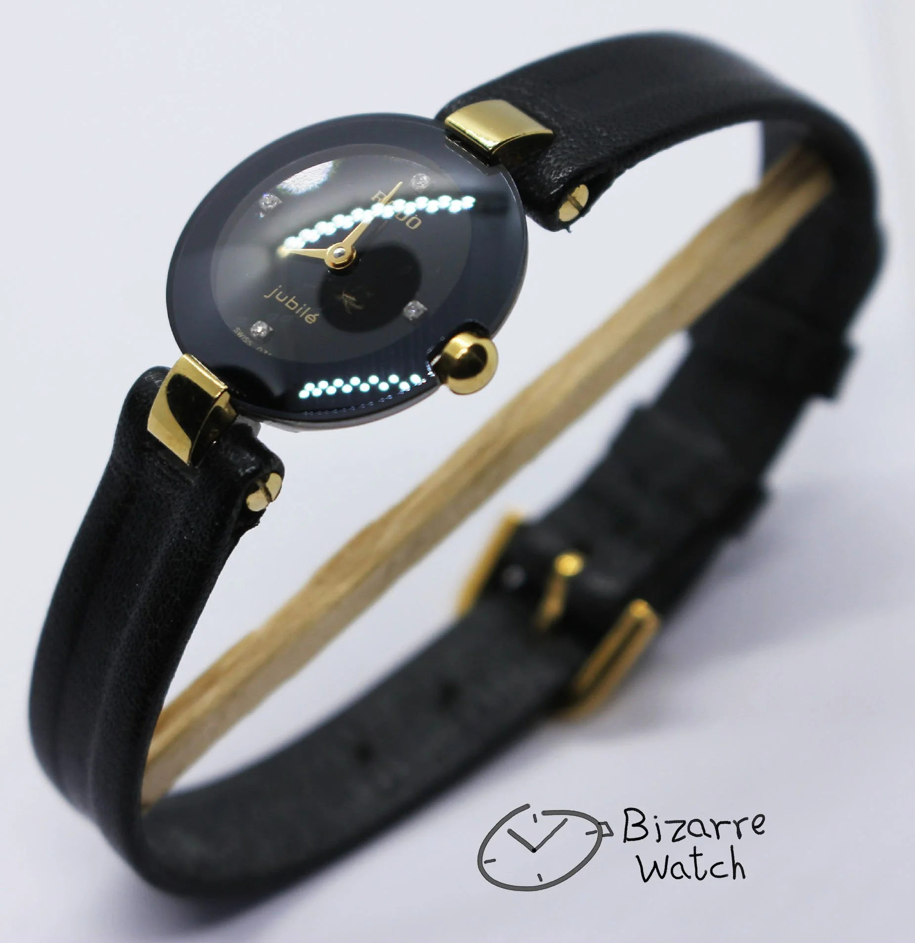 4 Diamonds 18K Gold Rado Coupole Jubile 204.3579.4 204.3579.4N Domed Sapphire Crystal original Leather Strap Watch