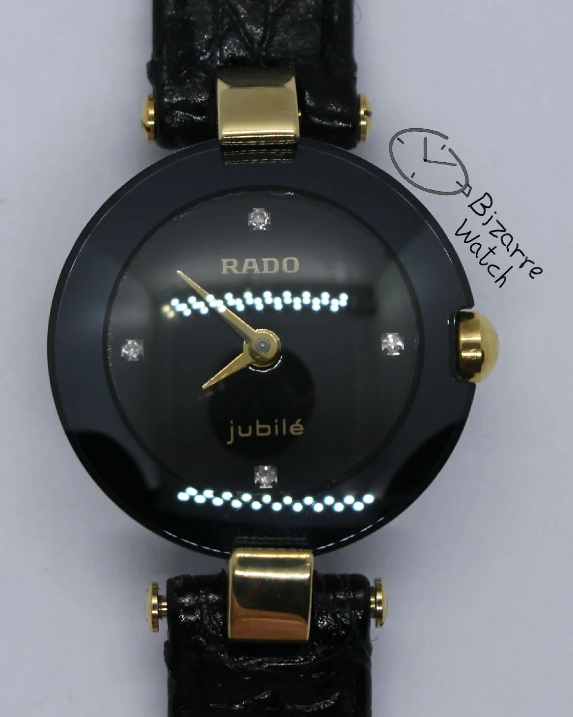 4 Diamonds 18K Gold Rado Coupole Jubile 204.3579.4 204.3579.4N Domed Sapphire Crystal original Leather Strap Watch