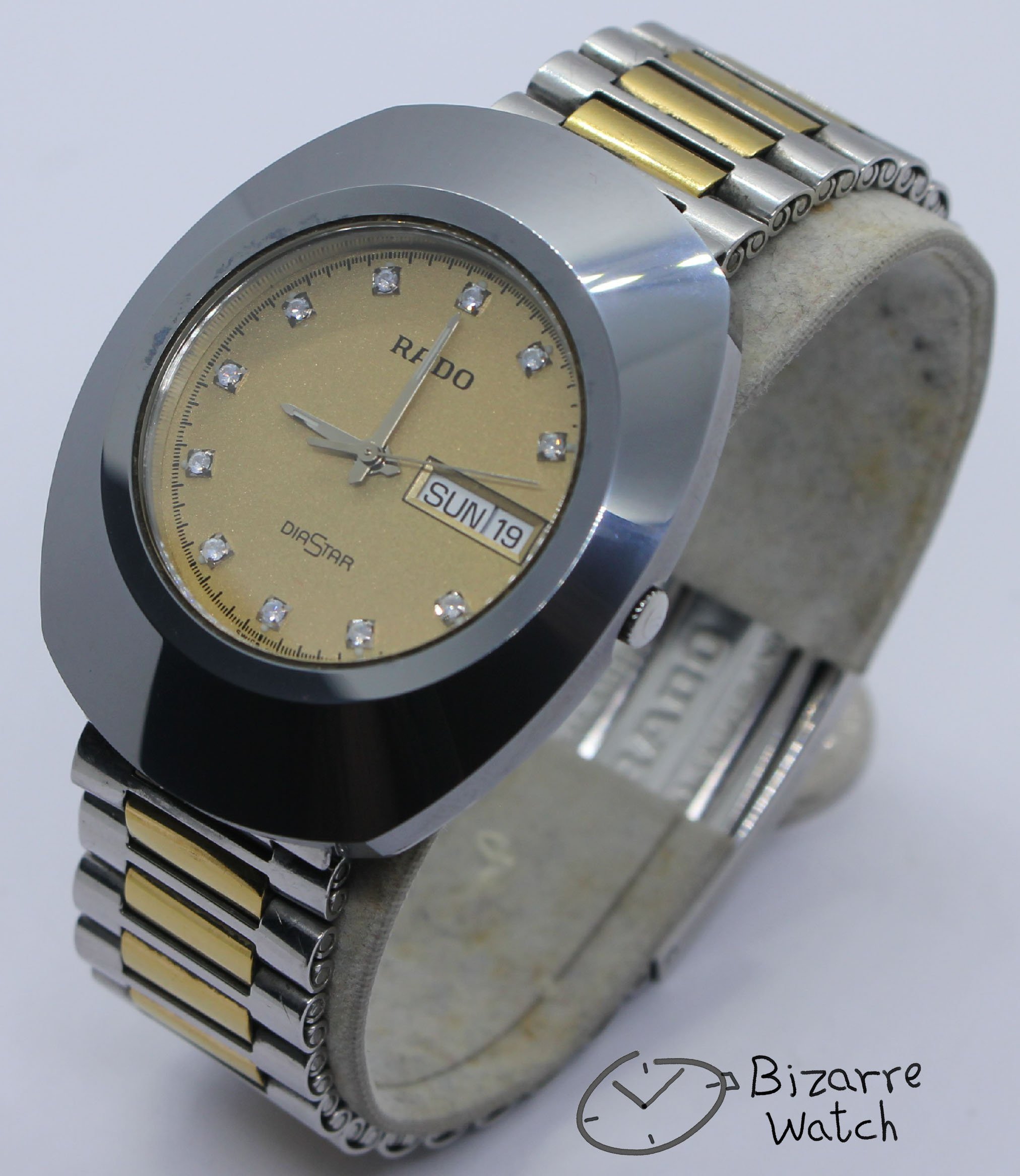 RADO diamond diamonds The Original Diastar Scratchproof 114.0391.3 Day Date 36mm Goldplated Watch men women unisex bizarre yellow