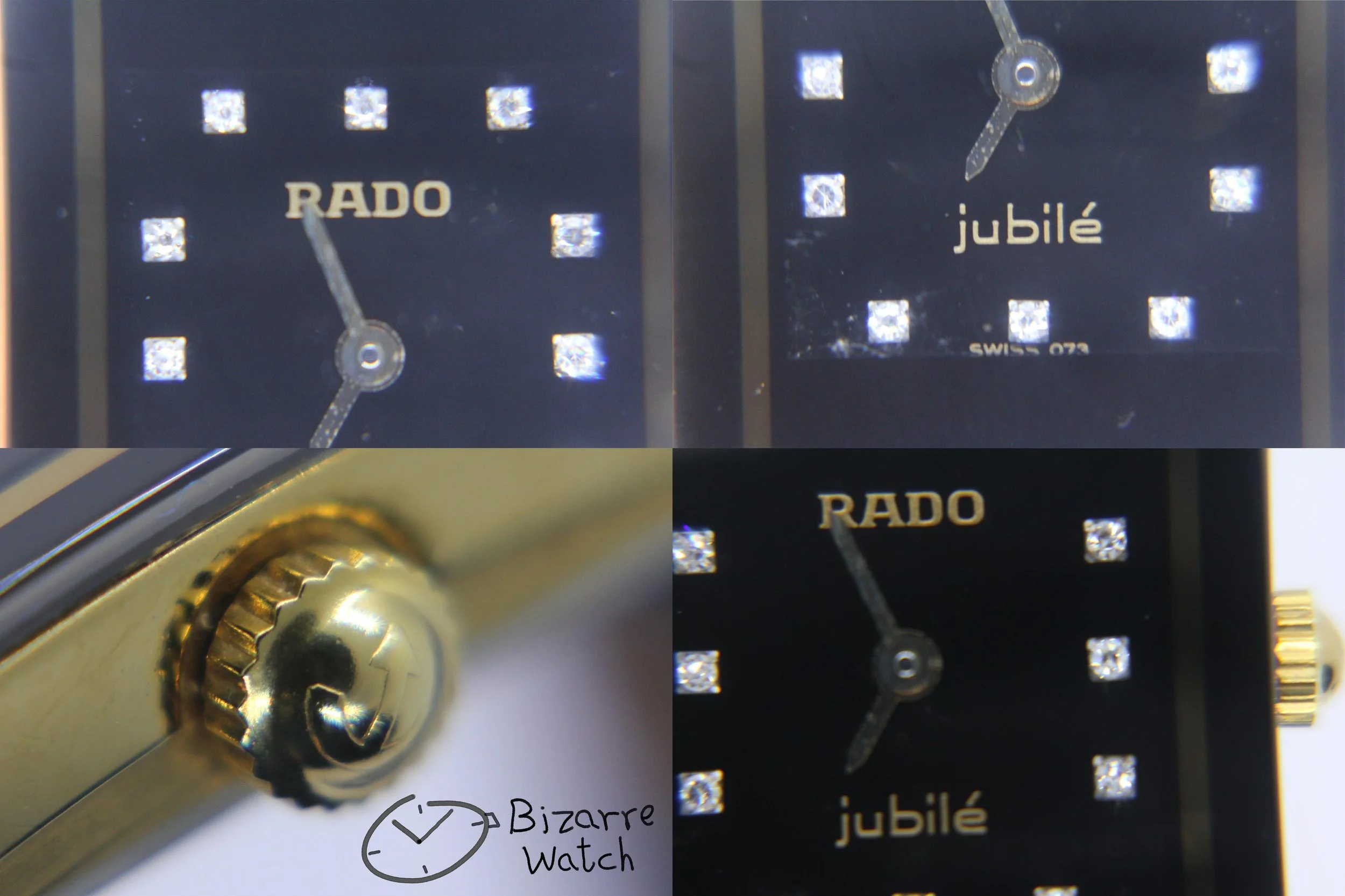 crown dial 073 hands logo vintage diamond Ladies Rado Jubilé Scratchproof Black Ceramic Diastar Integral 153.0383.3 Watch bizarre