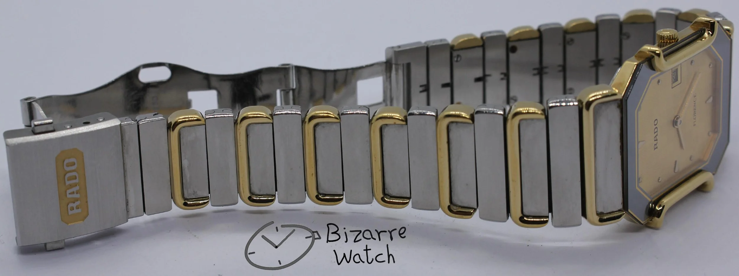 bracelet goldplated links stainless steel geometric Rare Vintage Rado Florence 160.3409.2 Two Tone 28mm Watch unisex men women ladies