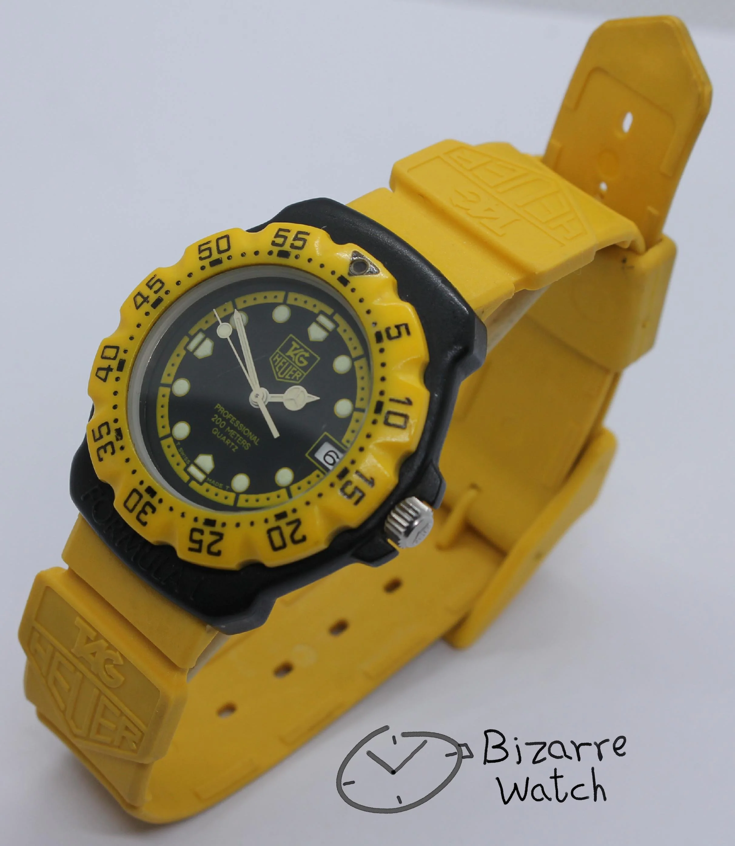 Vintage TAG HEUER Formula 1 200M Yellow Black 380.513 380.513/1 Yellow Watch men unisex women ladies gents bizarre