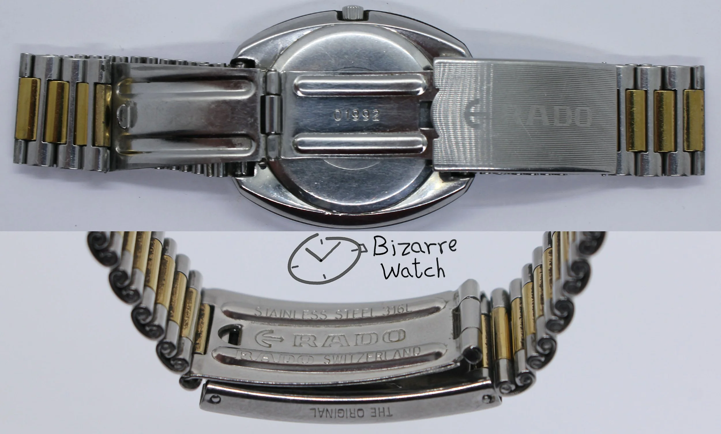 stainless steel bracelet clasp 01992 RADO diamond diamonds The Original Diastar Scratchproof 114.0391.3 Day Date 36mm Goldplated Watch men women unisex bizarre yellow