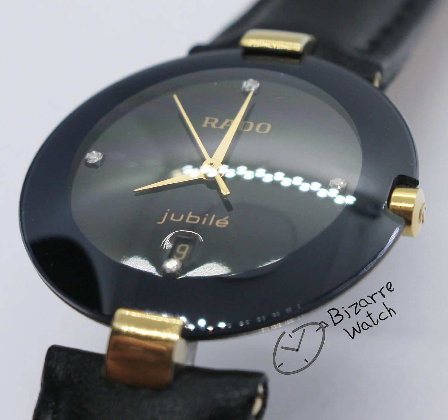 4 Diamonds Domed Rado Jubile Coupole Black Dial 30mm 129.4077.4N 
