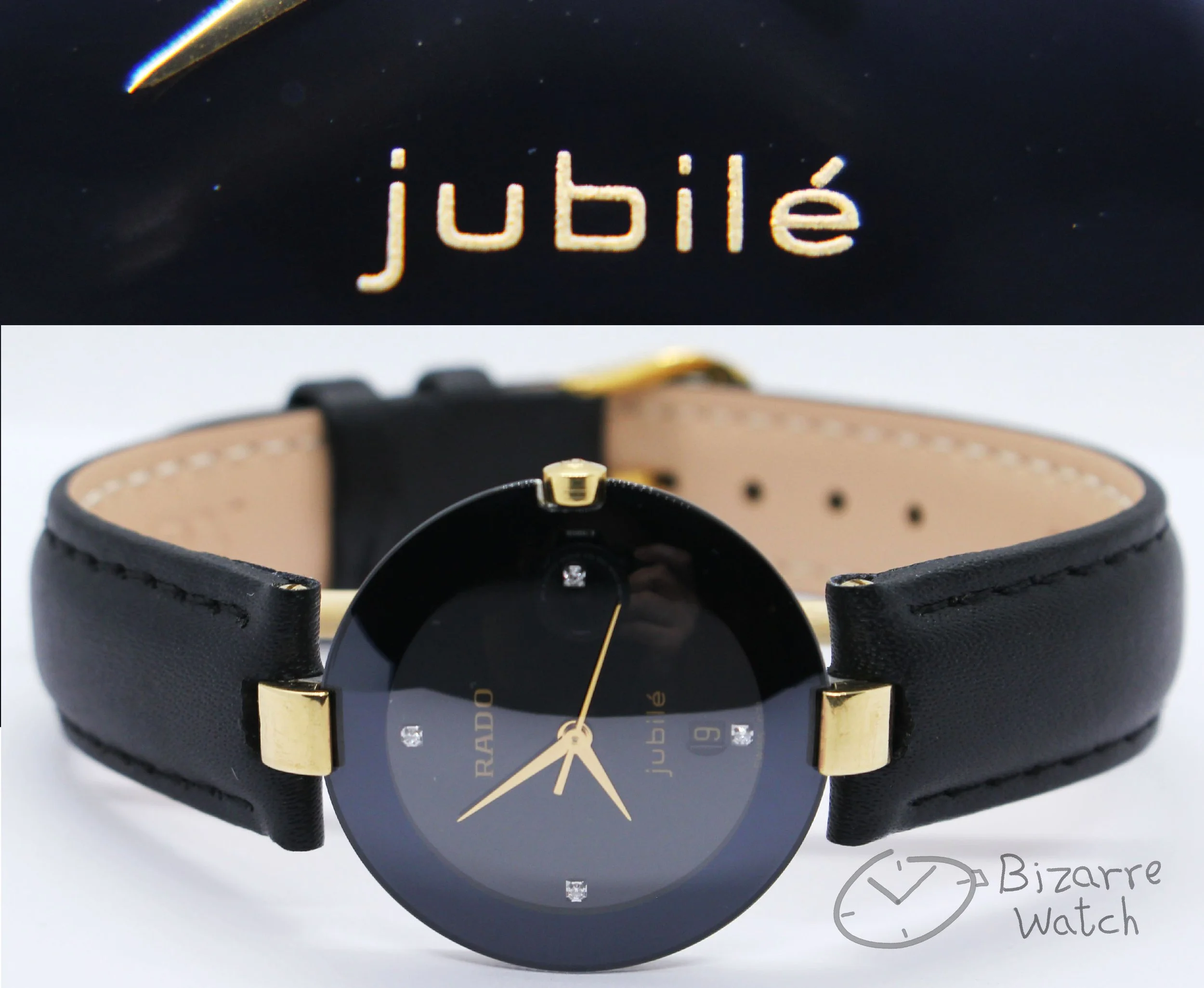4 Diamonds Domed Rado Jubile Coupole Black Dial 30mm 129.4077.4N 