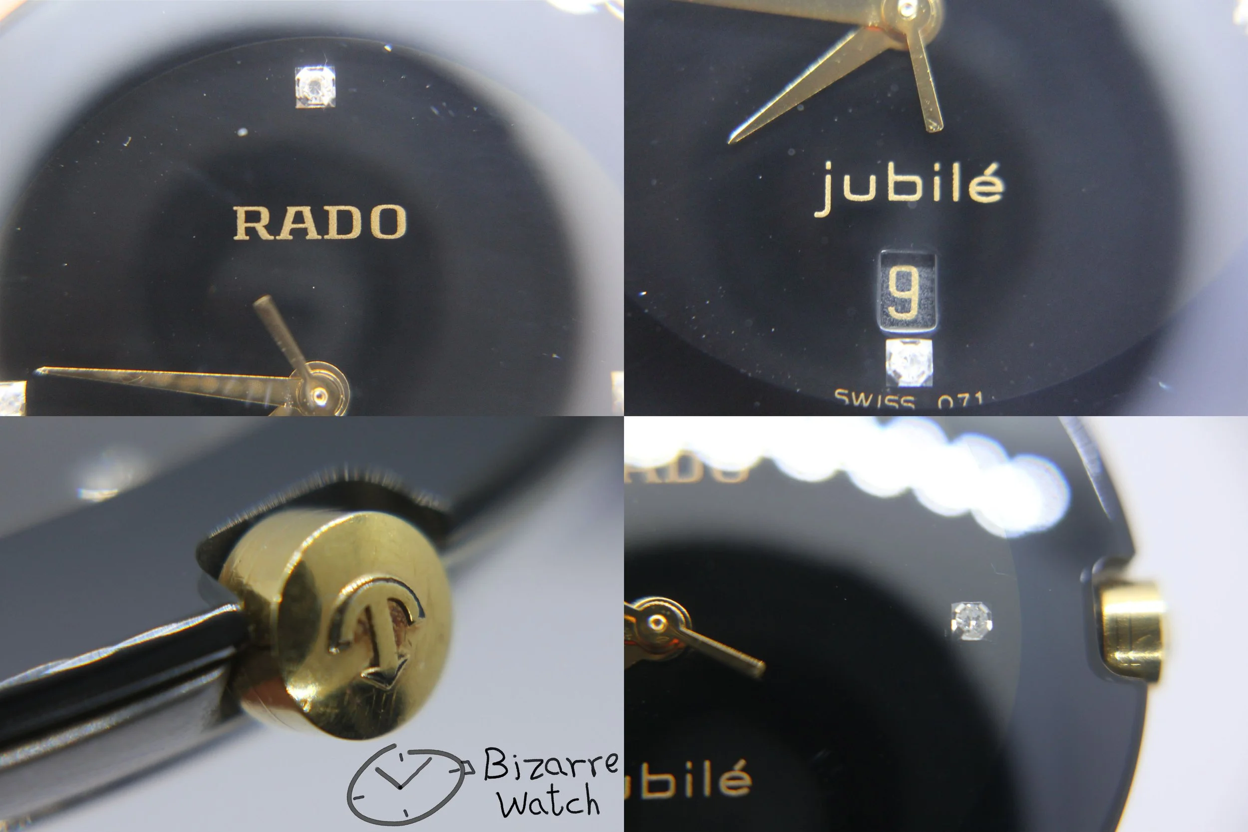 4 Diamonds Domed Rado Jubile Coupole Black Dial 30mm 129.4077.4N 