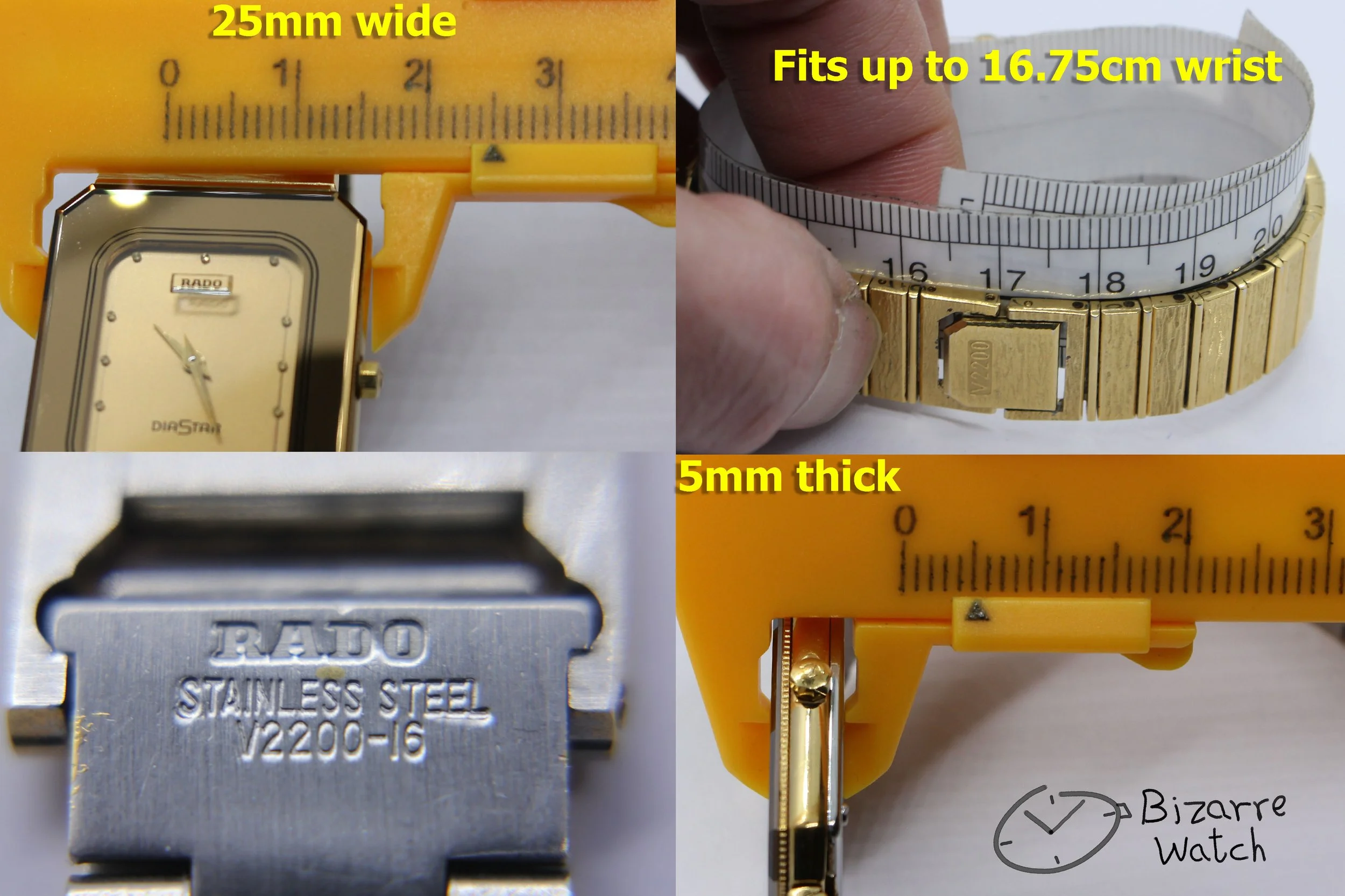 Goldplated Rado V2200 135.1013.3 Diastar Sapphire Crystal Watch 