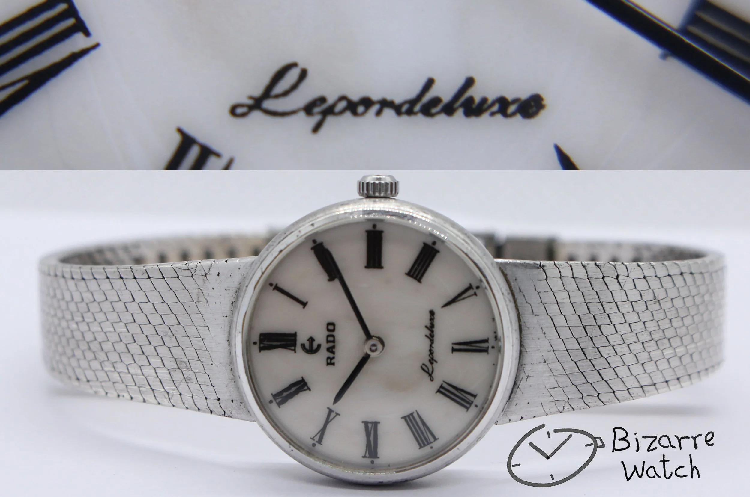 Vintage Ladies Rado Lepordeluxe Stone Dial Solid Silver